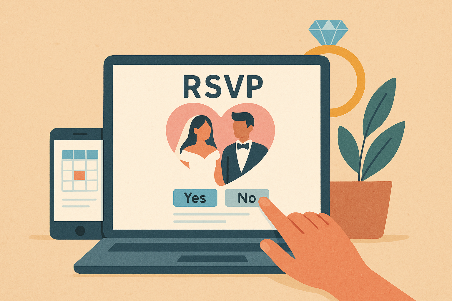 Cover illustration for “Online RSVP Tools for Wedding Websites”