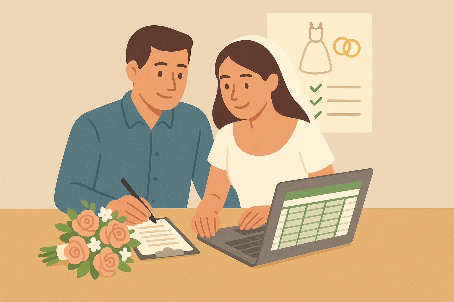 Cover illustration for “Wedding Planning Spreadsheet Templates for Couples”