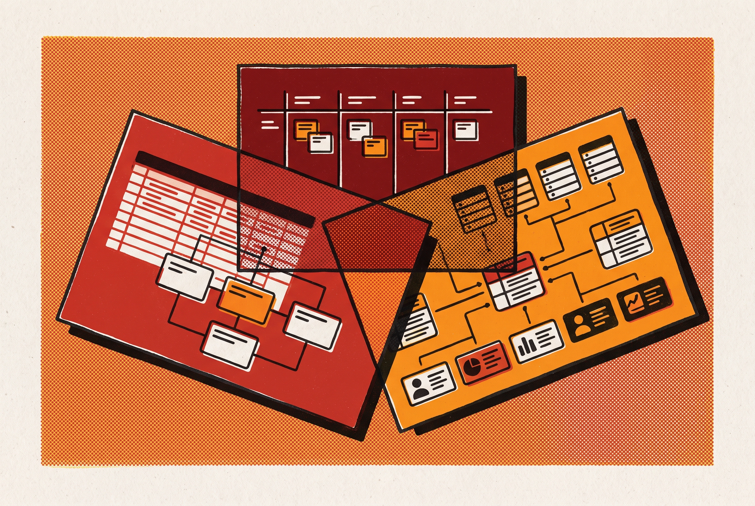 Cover illustration for “Airtable vs Notion vs Smartsheet for Nonprofits”