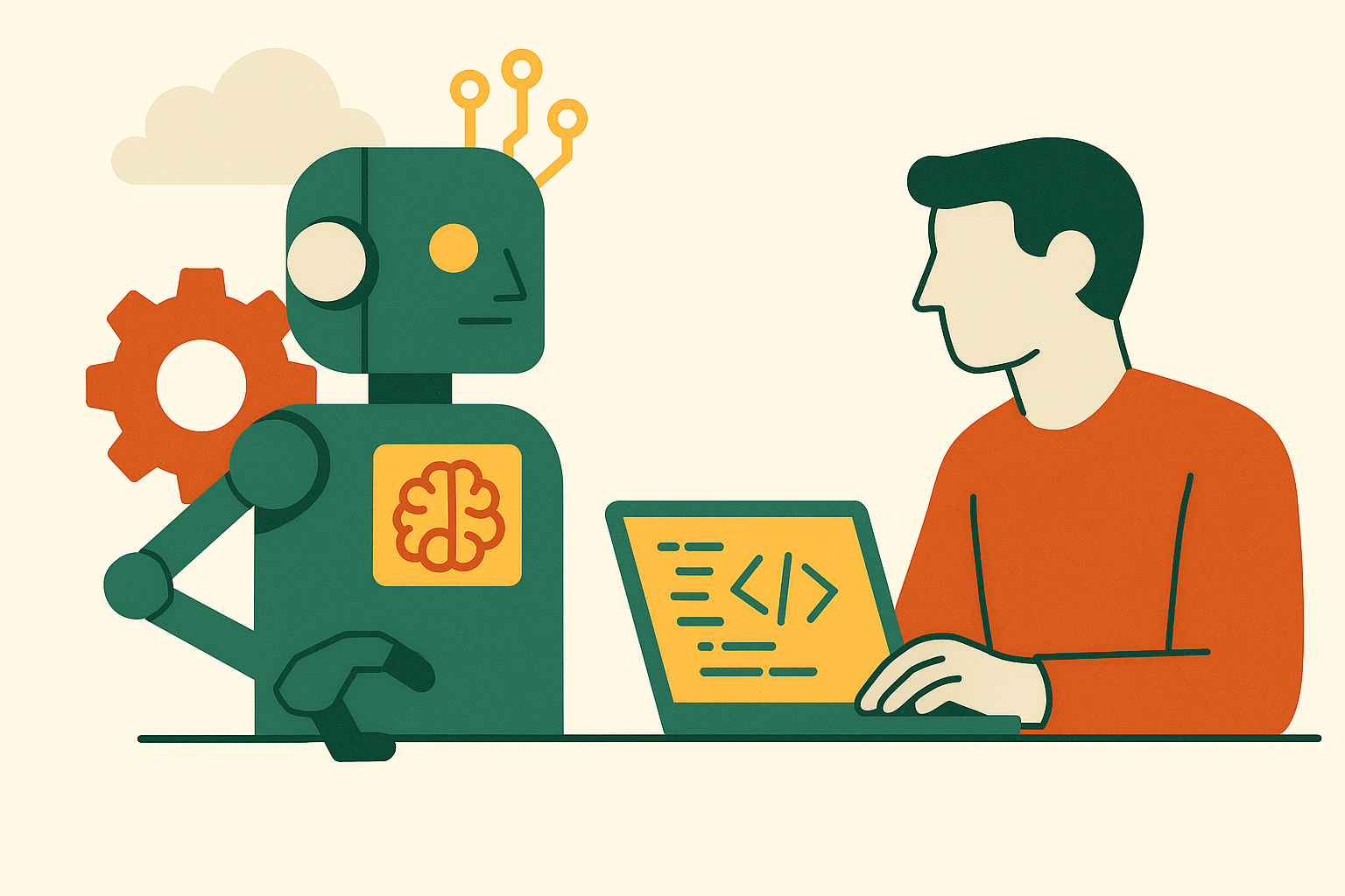 Cover illustration for “AI Augmentation vs Automation in Software Development Workflows”