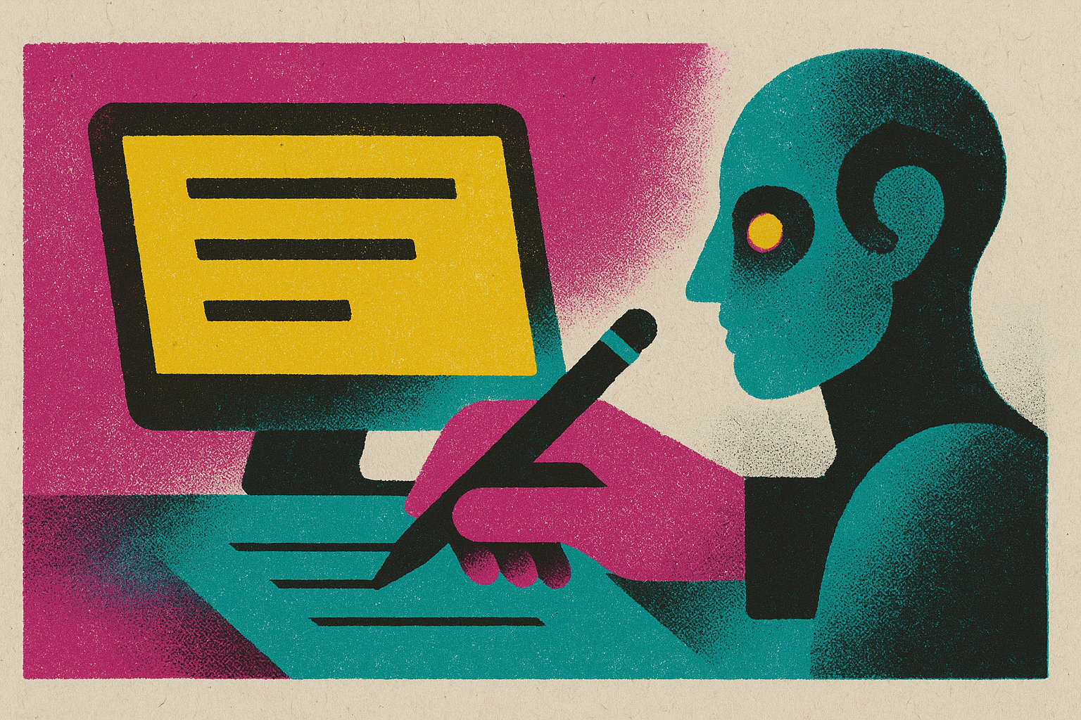 Cover illustration for “AI Writing Tools in Creator Content Production”