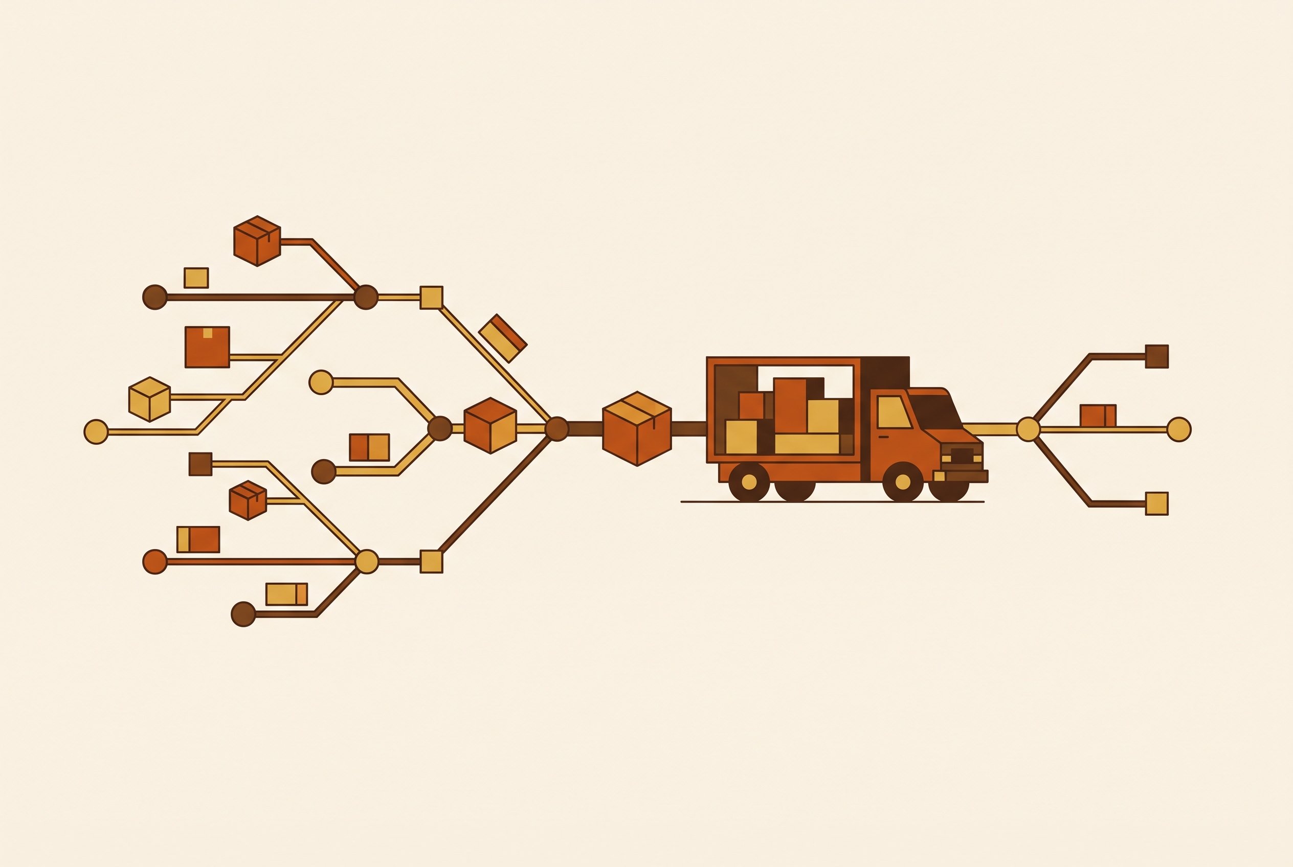 Cover illustration for “Load Consolidation Algorithms in Multi-Stop Trucking Routes”