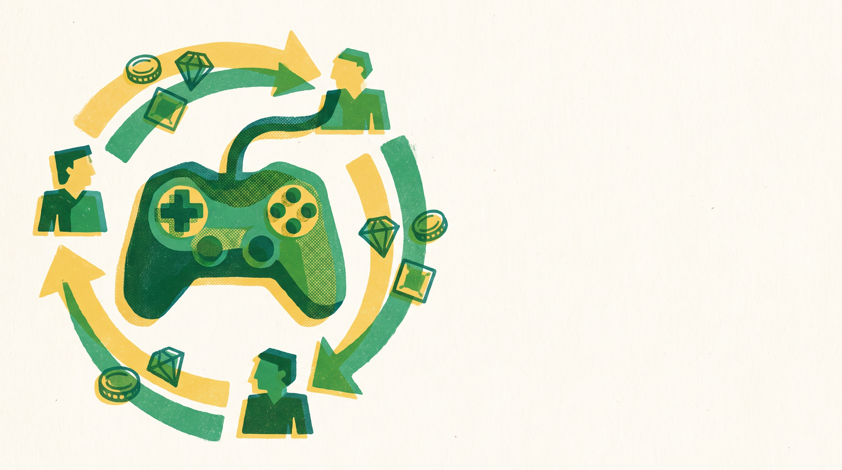 Cover illustration for “Game Startups Using Marketplace Mechanics for Player Economies”