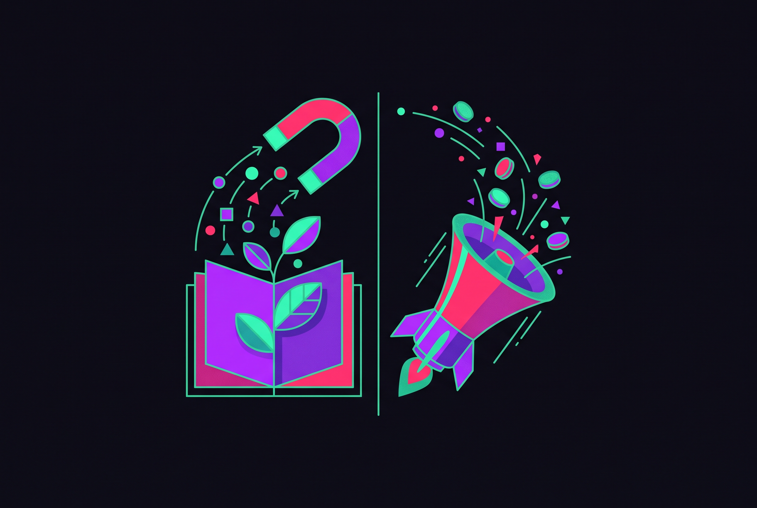 Cover illustration for “Content Marketing vs Paid Advertising for SaaS Growth”