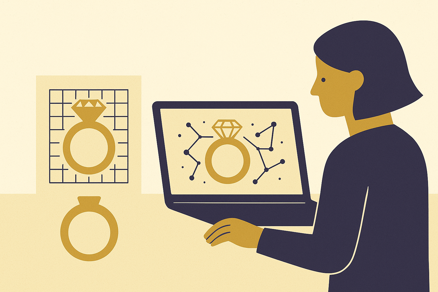Cover illustration for “AI Design Iteration vs Traditional CAD Revision Cycles in Jewelry”