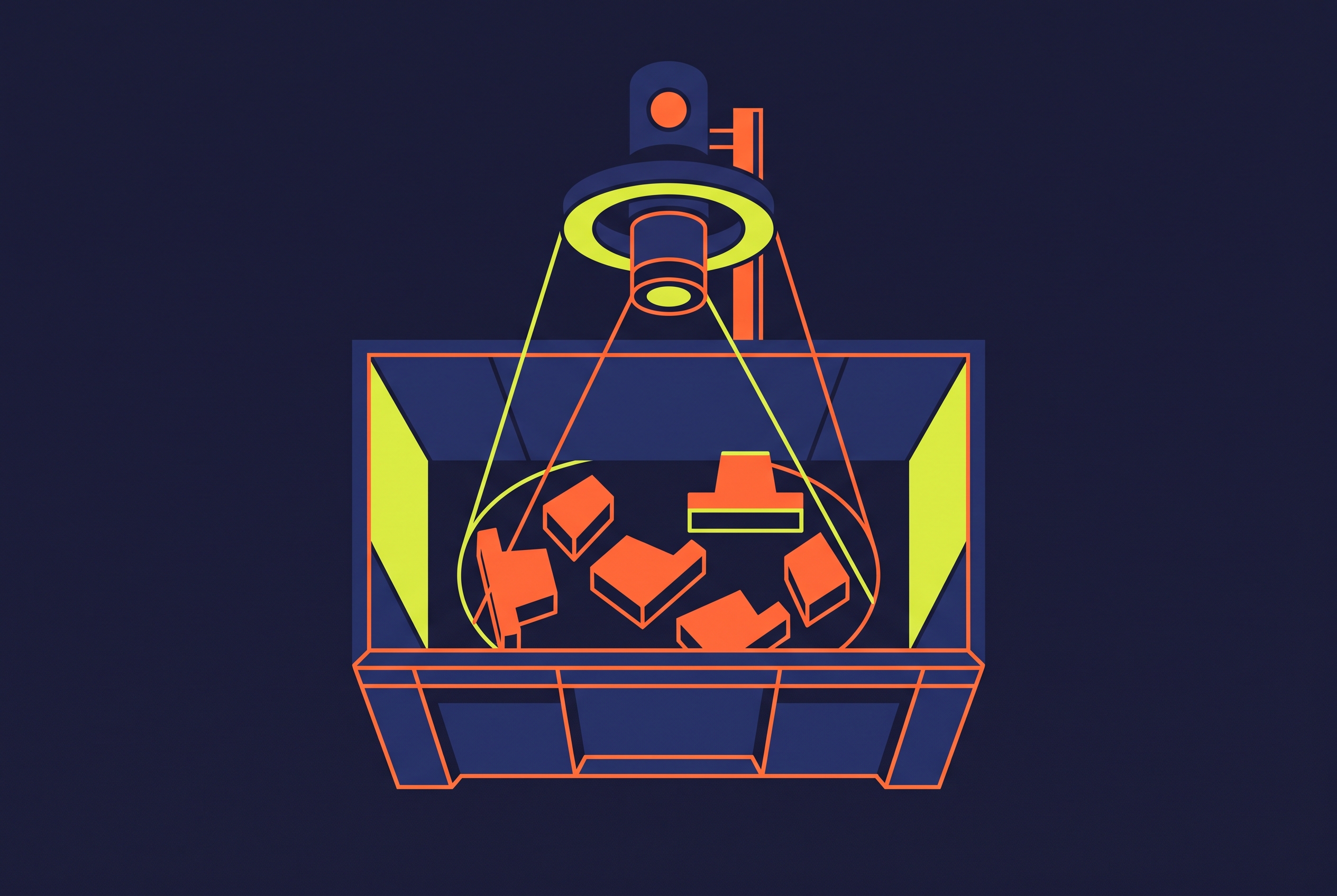 Cover illustration for “Active Lighting Strategies for Consistent Part Detection in Bins”