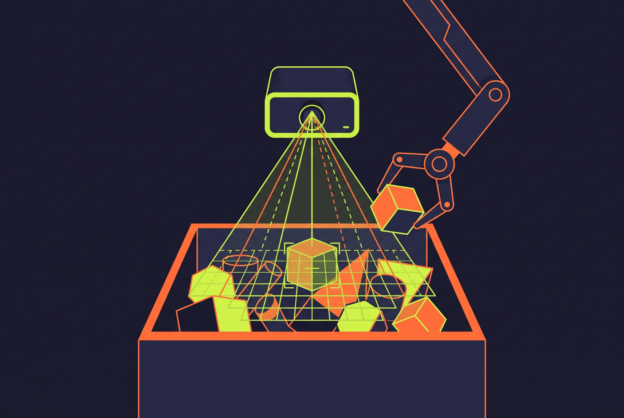 Cover illustration for “3D Vision System Selection for Bin-Picking Applications”