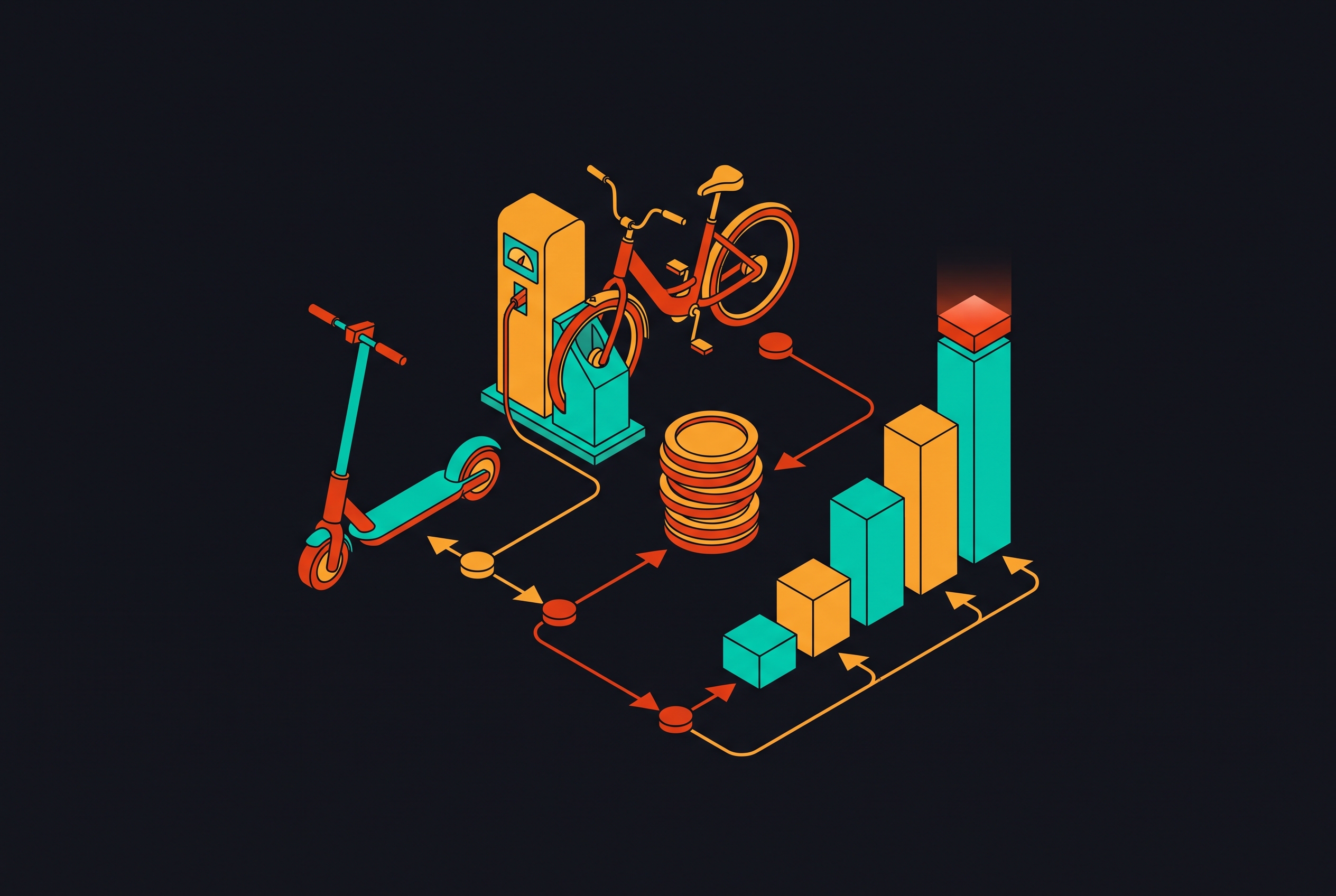 Cover illustration for “Micromobility Startup Business Models and Funding Trends”