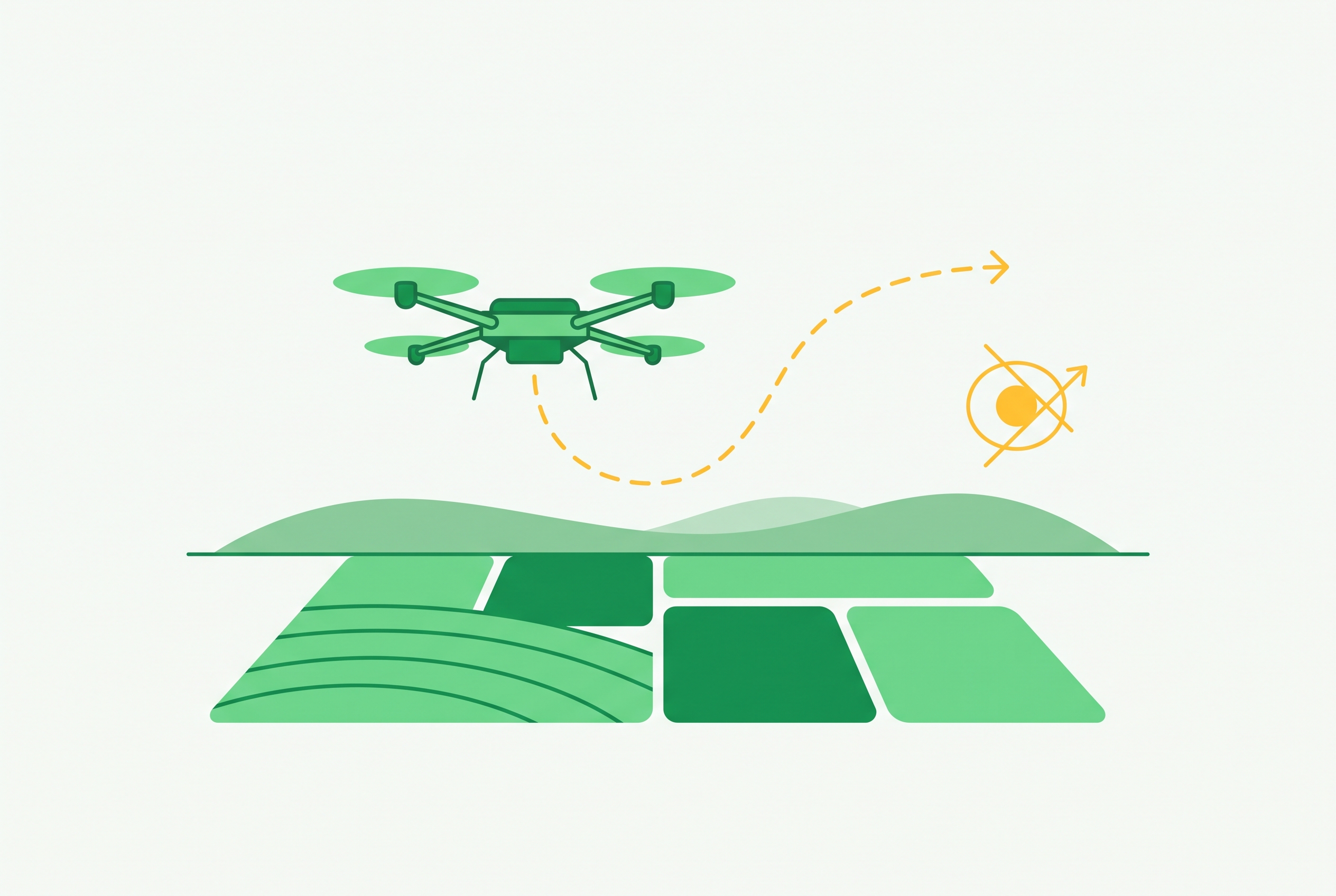 Cover illustration for “Beyond Visual Line of Sight Waivers for Agricultural Drones in the US”