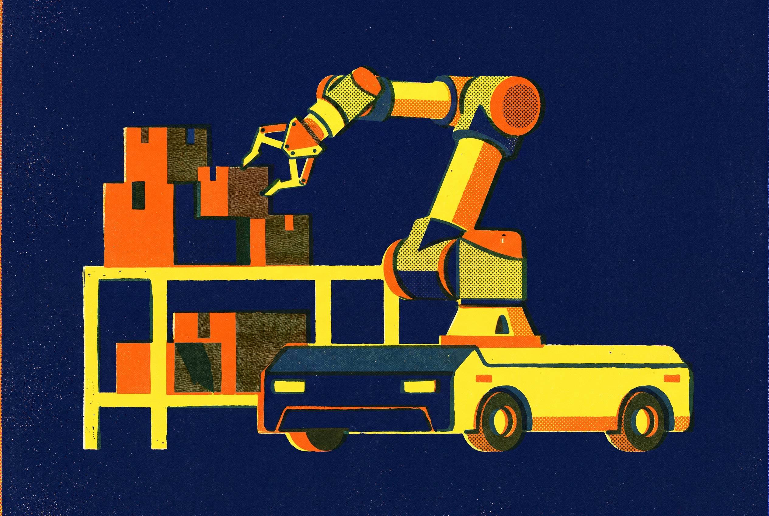 Cover illustration for “Mobile Cobot Platforms Combining AMR and Cobot Arms”