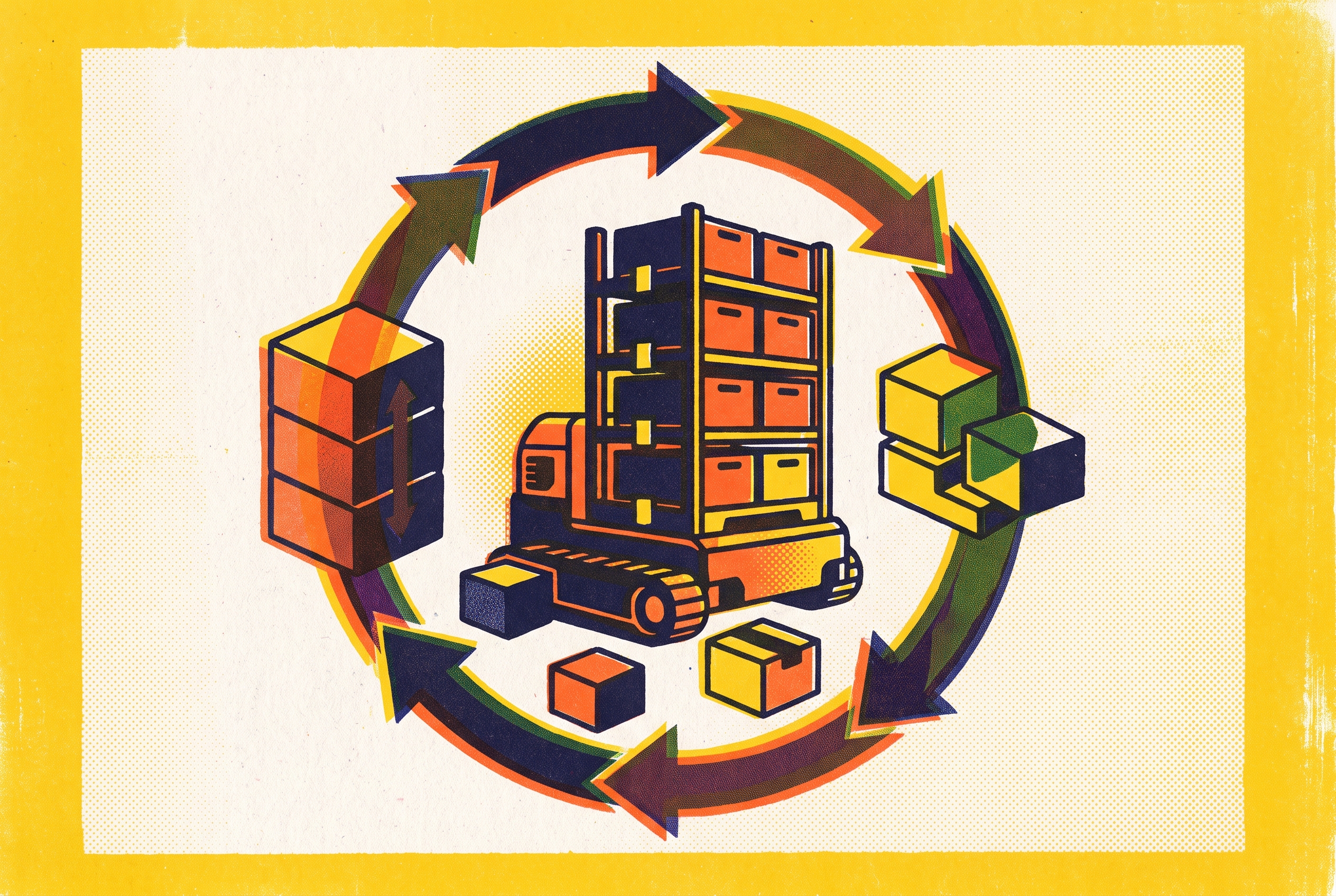 Cover illustration for “Robotics-as-a-Service Pricing Models in Warehouse Automation”