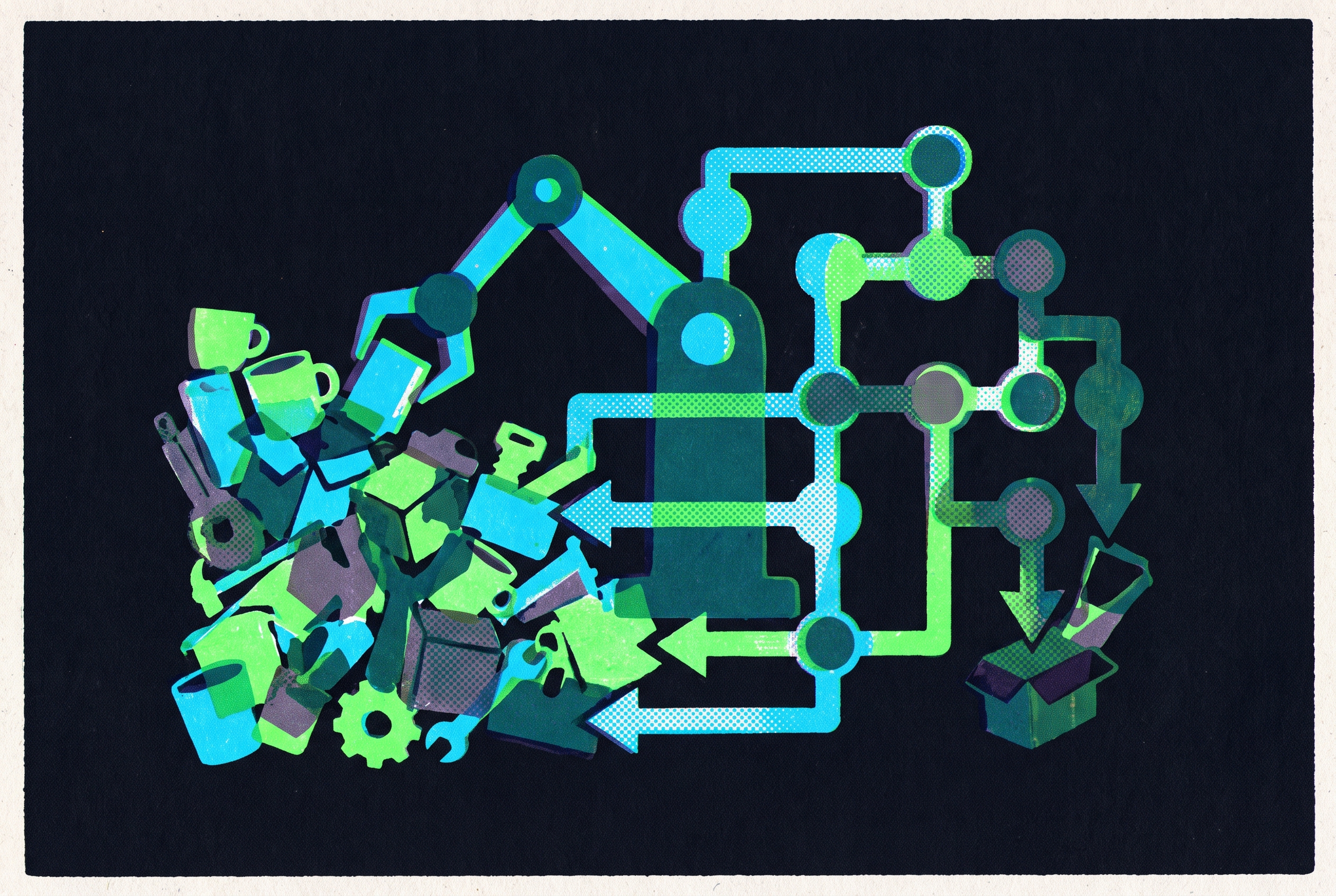 Cover illustration for “Large Language Models as Robot Task Planners in Unstructured Environments”
