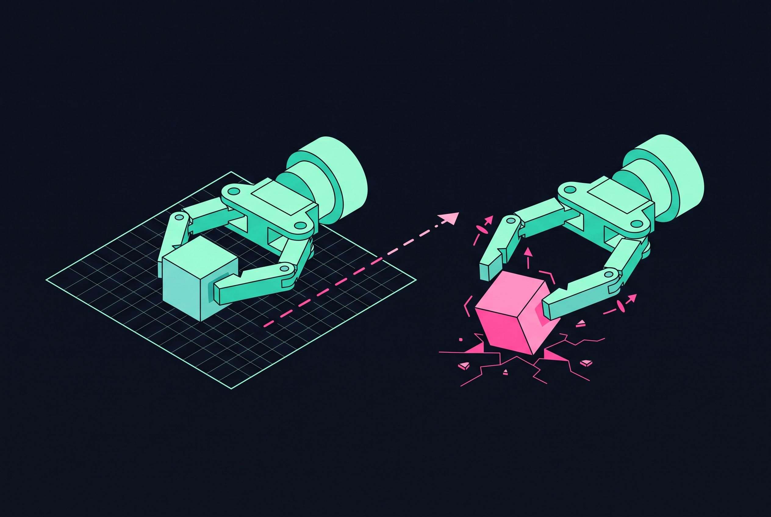 Cover illustration for “Sim-to-Real Transfer Failures in Manipulation”