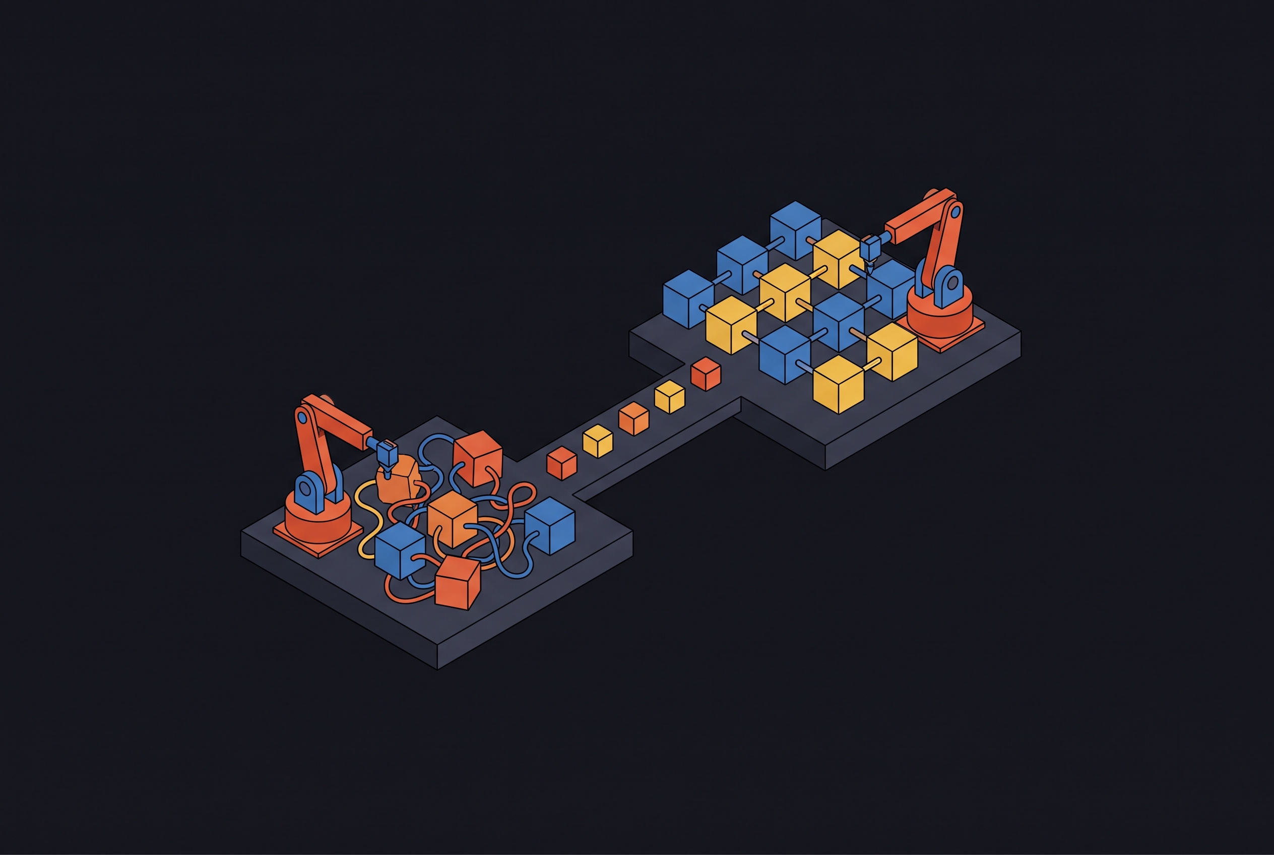 Cover illustration for “ROS 2 vs ROS 1 Migration for Production Robots”