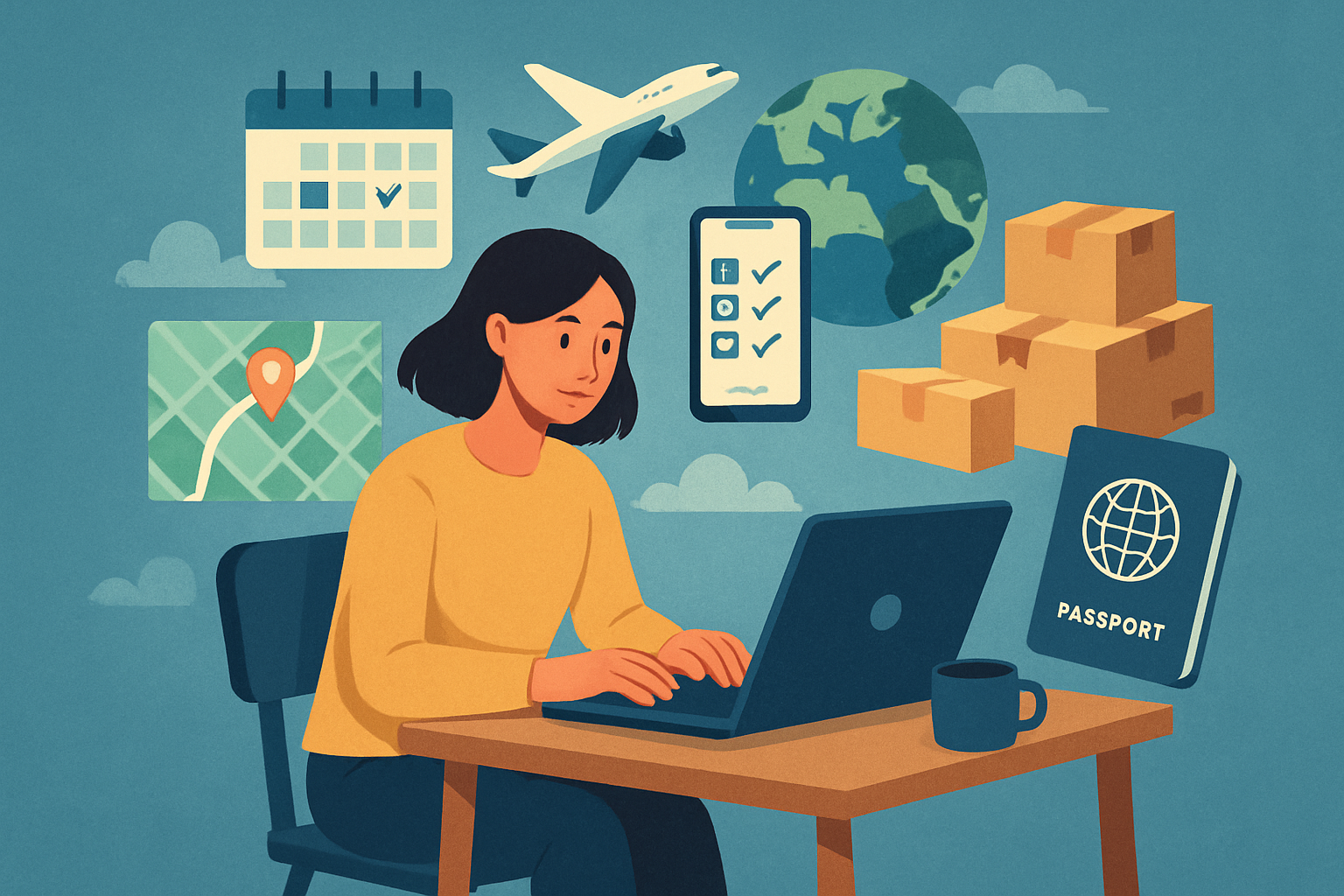Cover illustration for “Digital Tools for Planning an International Move”