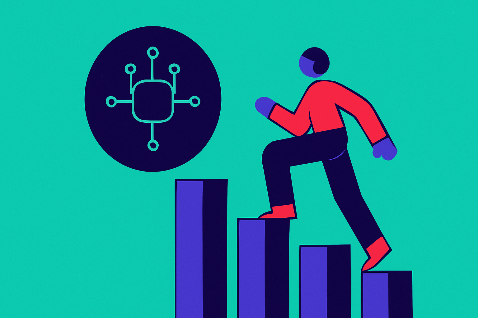 Cover illustration for “The Five Stages of Enterprise AI Adoption”