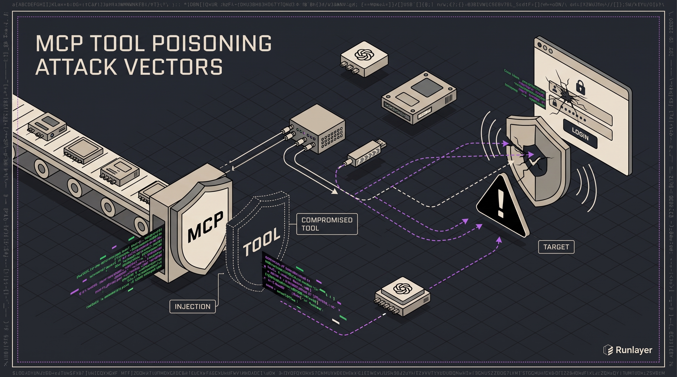 Cover illustration for “MCP Tool Poisoning Attack Vectors”