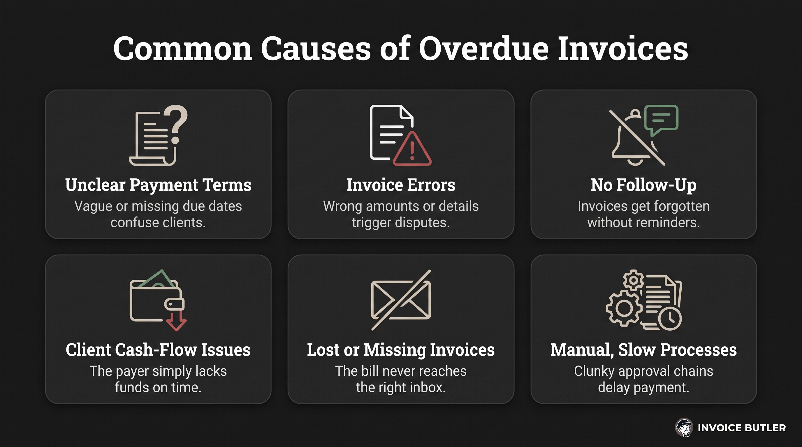 Cover illustration for “Common Causes of Overdue Invoices”