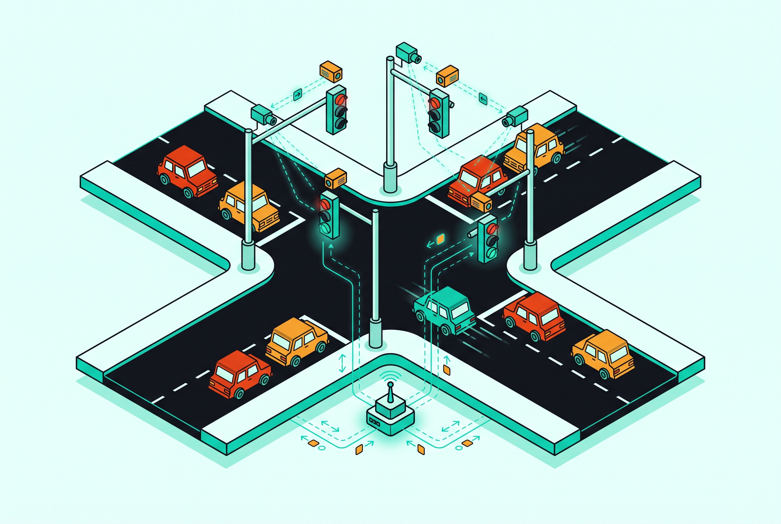 Cover illustration for “Adaptive Traffic Signal Control Systems”