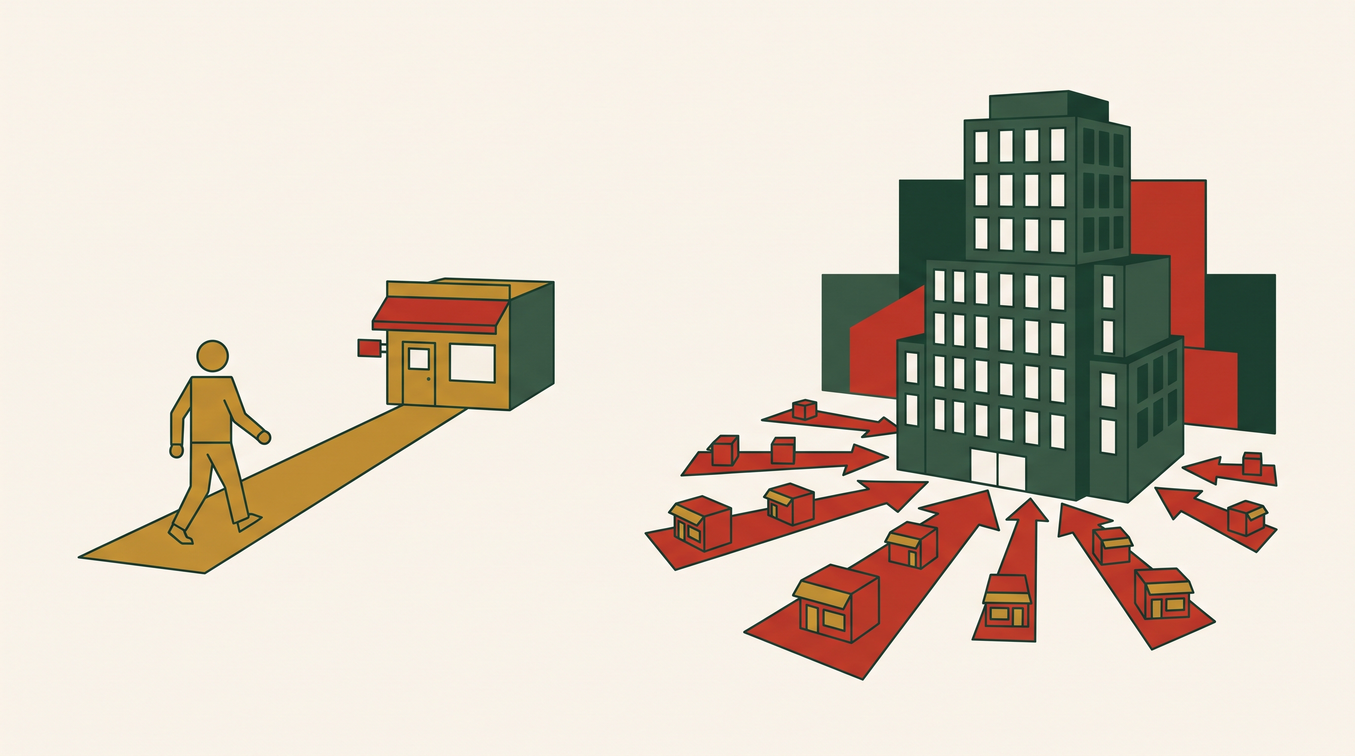 Cover illustration for “Private Equity Search Fund Buyers vs Traditional PE for Small Business Acquisitions”