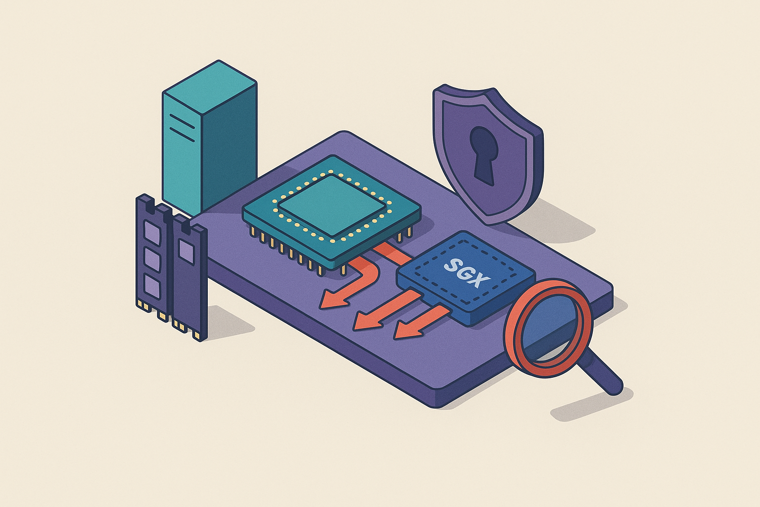 Cover illustration for “Side-Channel Attack Surfaces in SGX Enclaves”