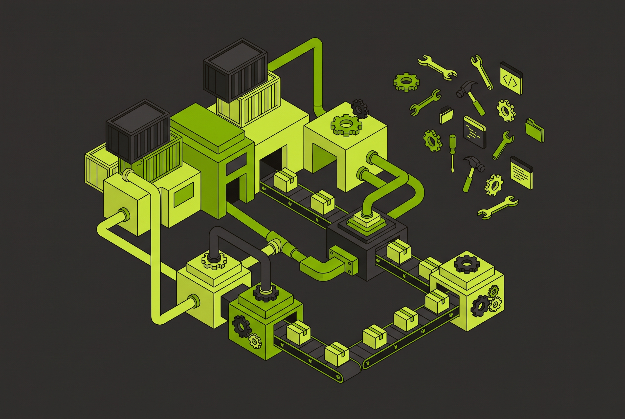 Cover illustration for “What Makes a Software Factory Different From a Standard Engineering Org”