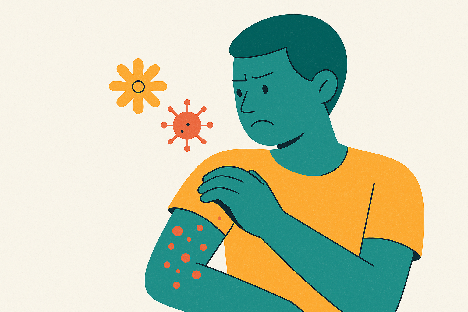 Cover illustration for “Skin Allergy Symptoms and Their Causes”