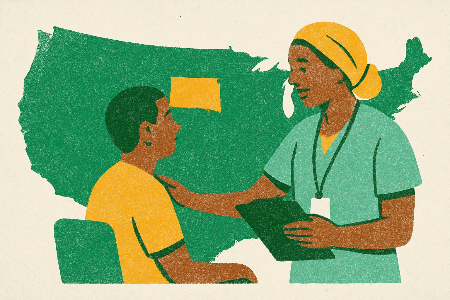 Cover illustration for “Community Health Worker Programs Expanding Across States”
