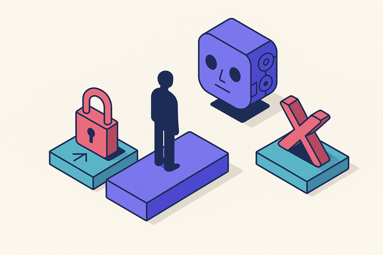 Cover illustration for “Why Human Access Models Fail for AI Agents”