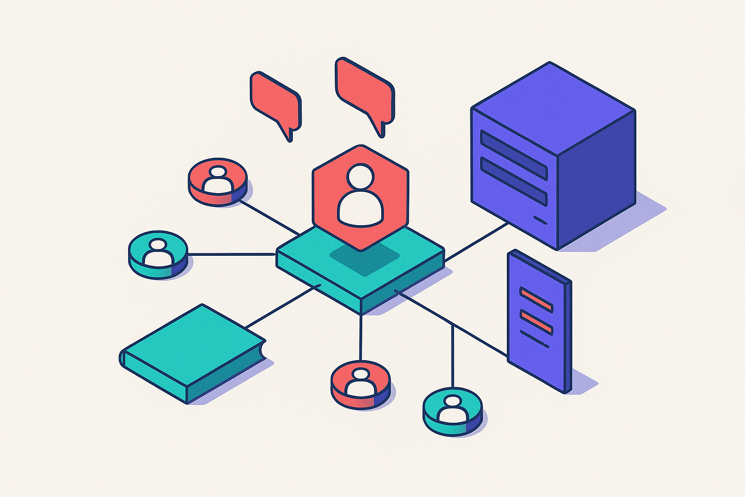 Cover illustration for “Multi-Agent System Design Patterns”