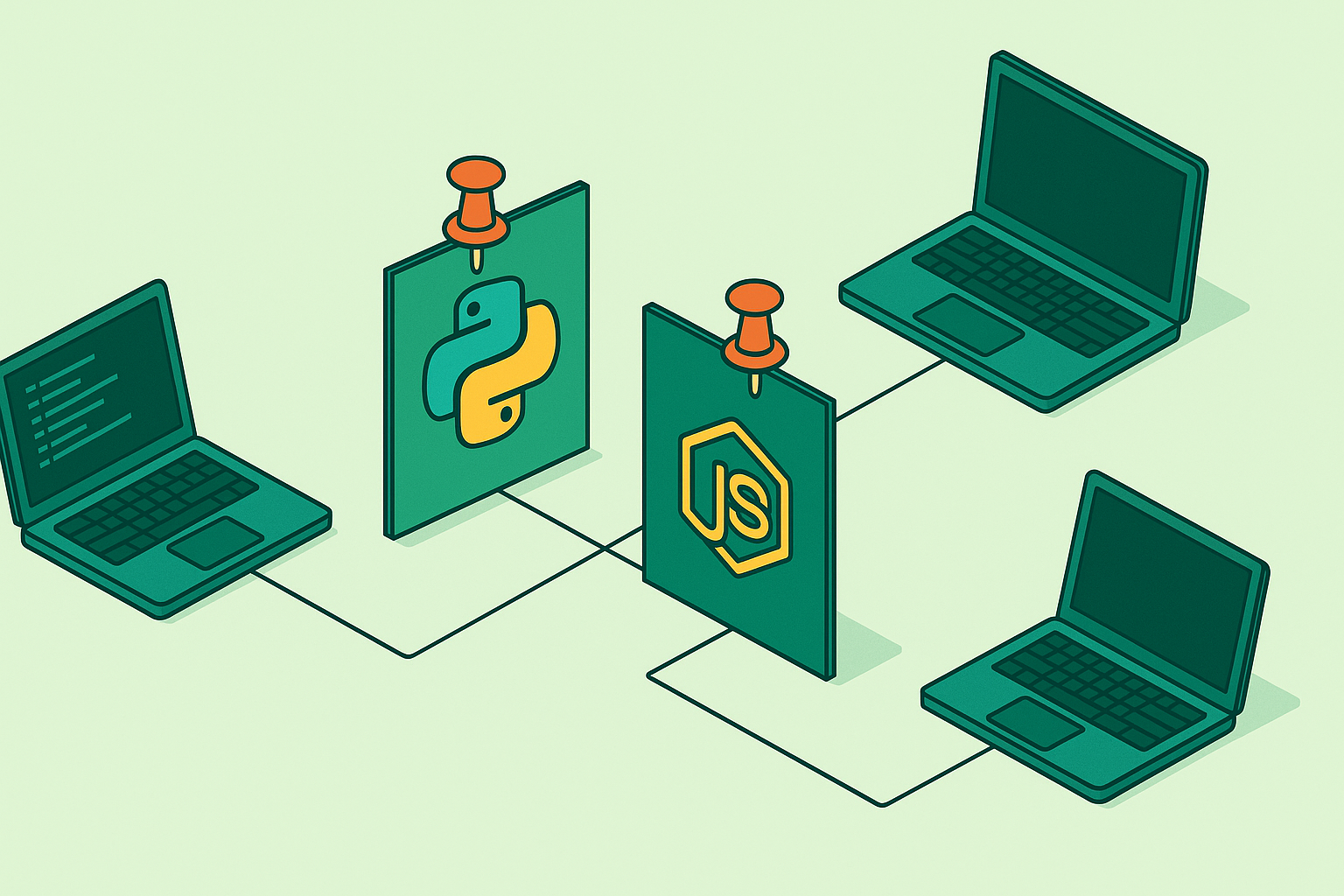 Cover illustration for “Pinning Python and Node Toolchains Across Developer Machines”