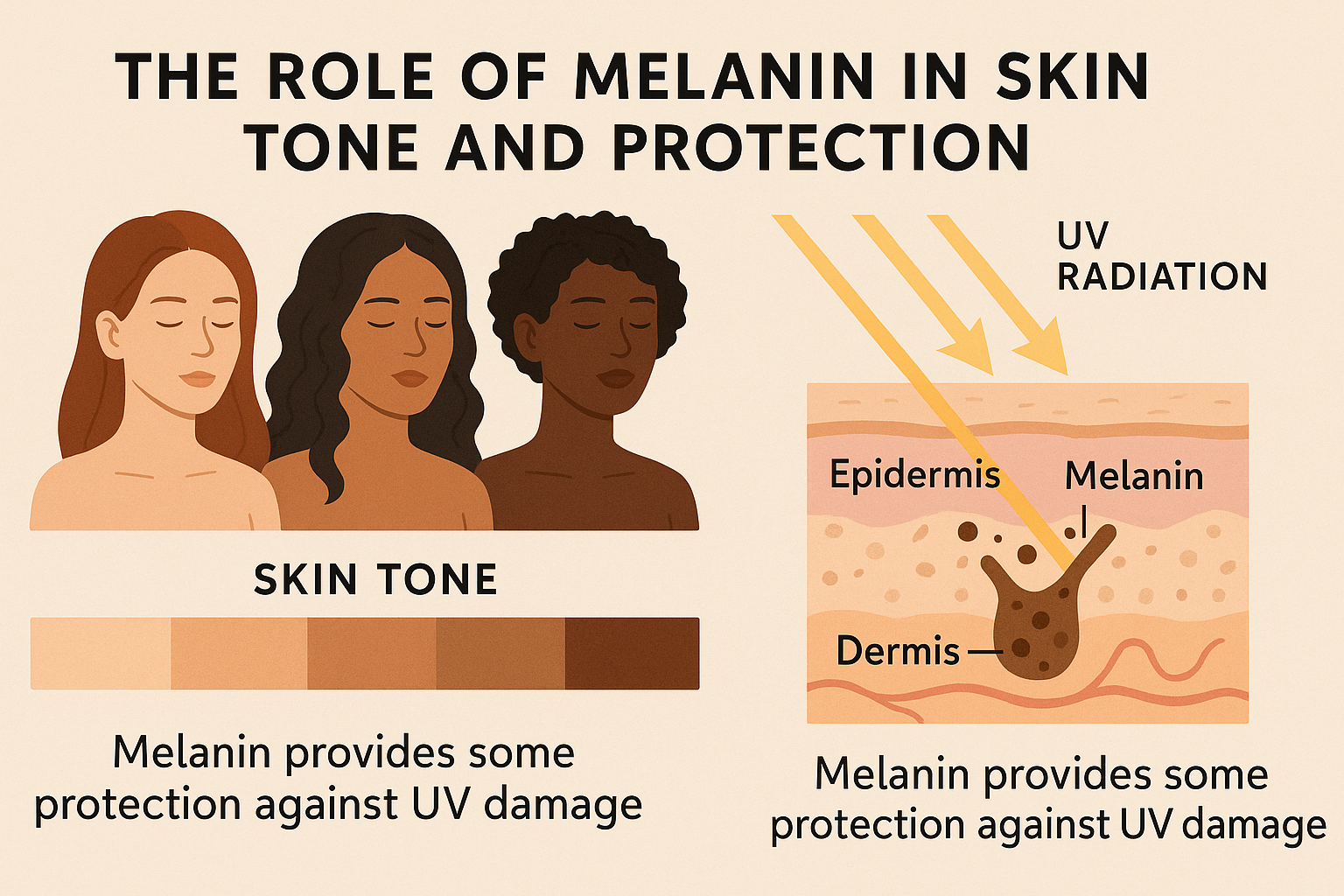 Cover illustration for “The Role of Melanin in Skin Tone and Protection”