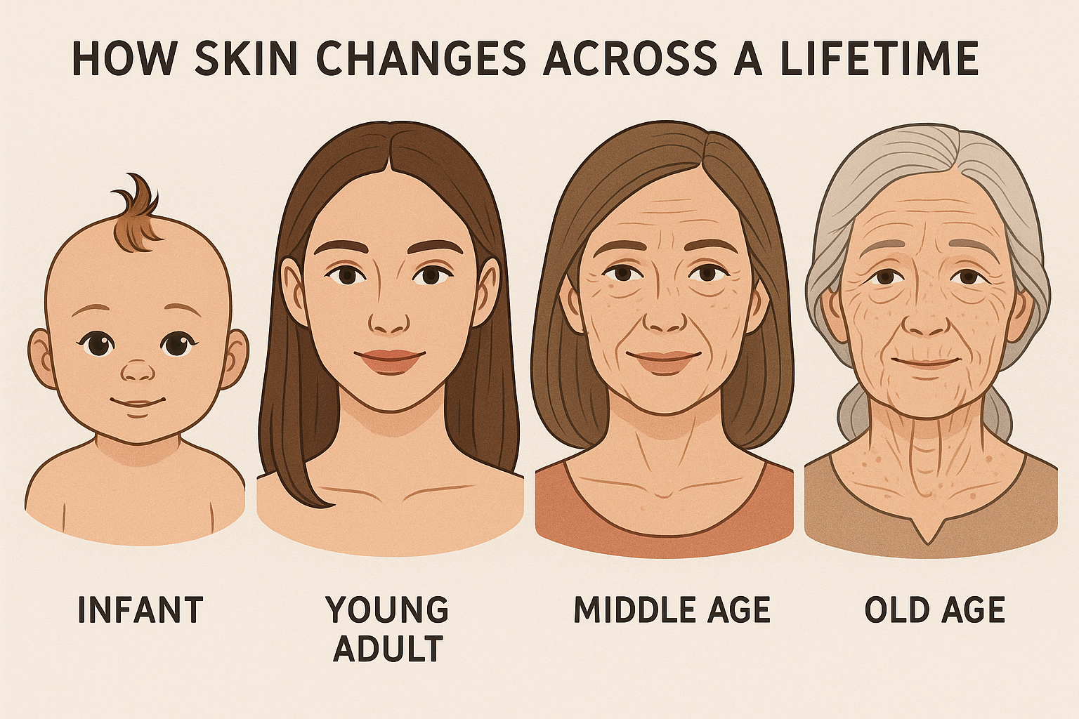 Cover illustration for “How Skin Changes Across a Lifetime”