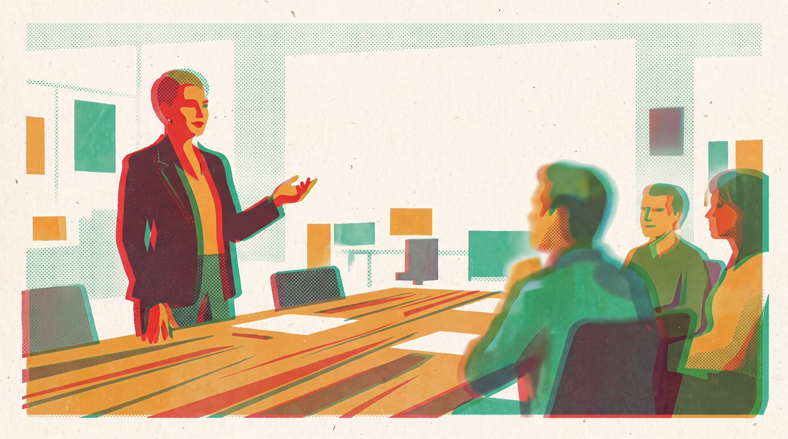 Cover illustration for “Speaking with Confidence and Authority in Meetings”