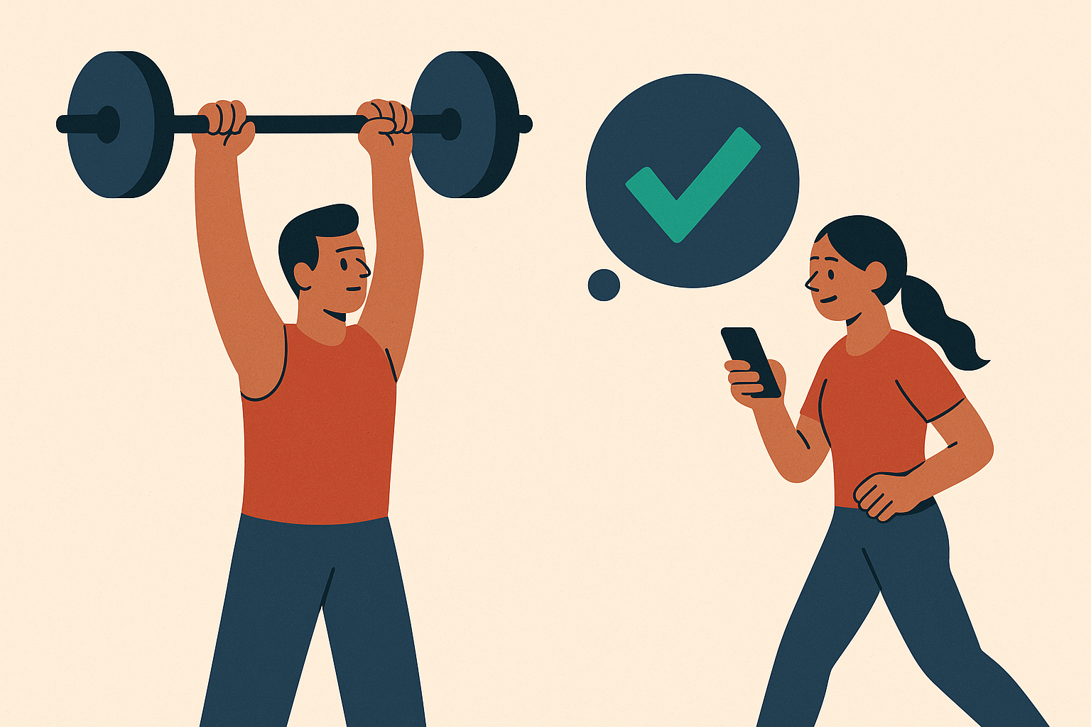 Cover illustration for “Shared Fitness Goals for Friends Who Work Out Separately”