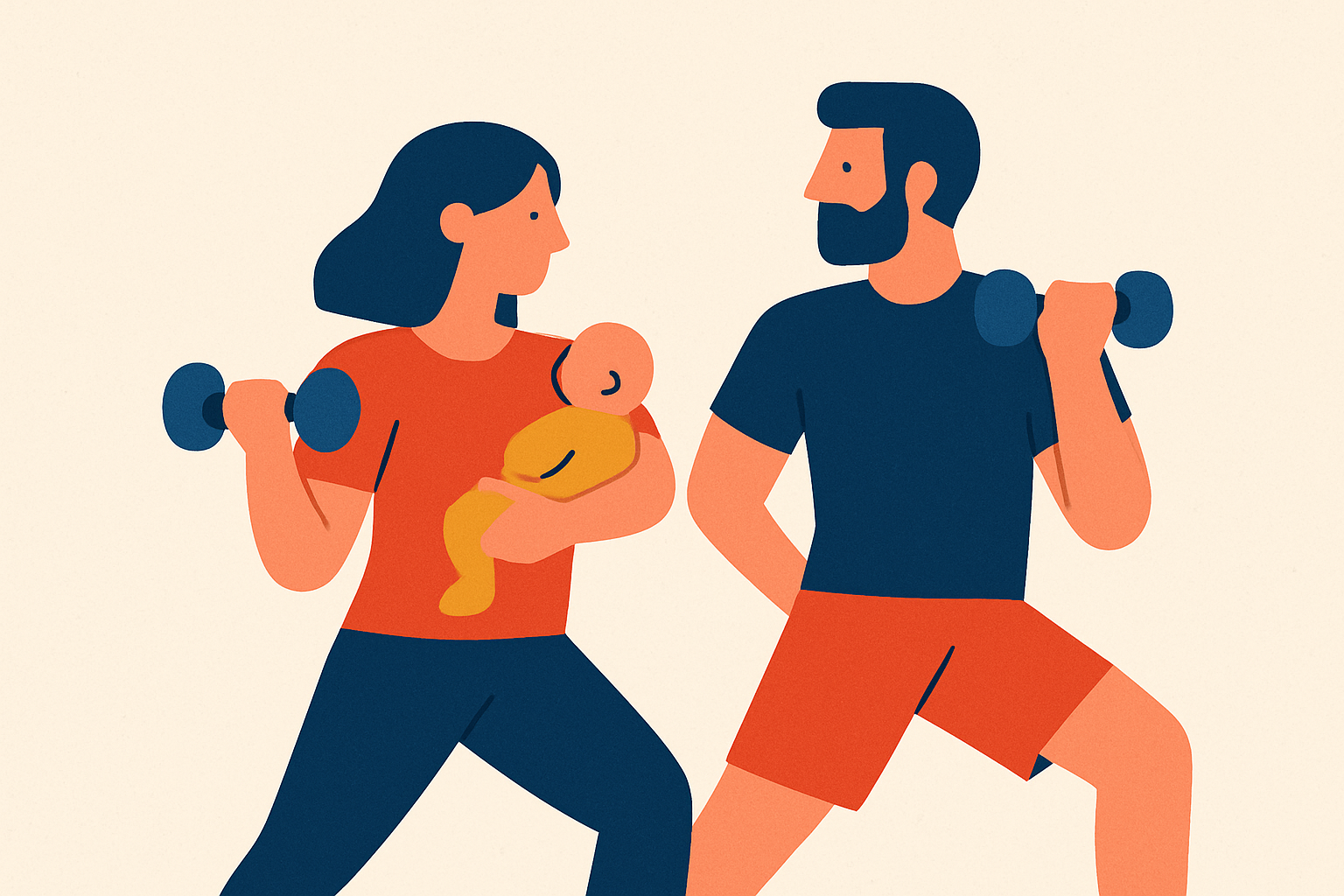 Cover illustration for “Fitness Goals After Having a Baby for New Parent Couples”