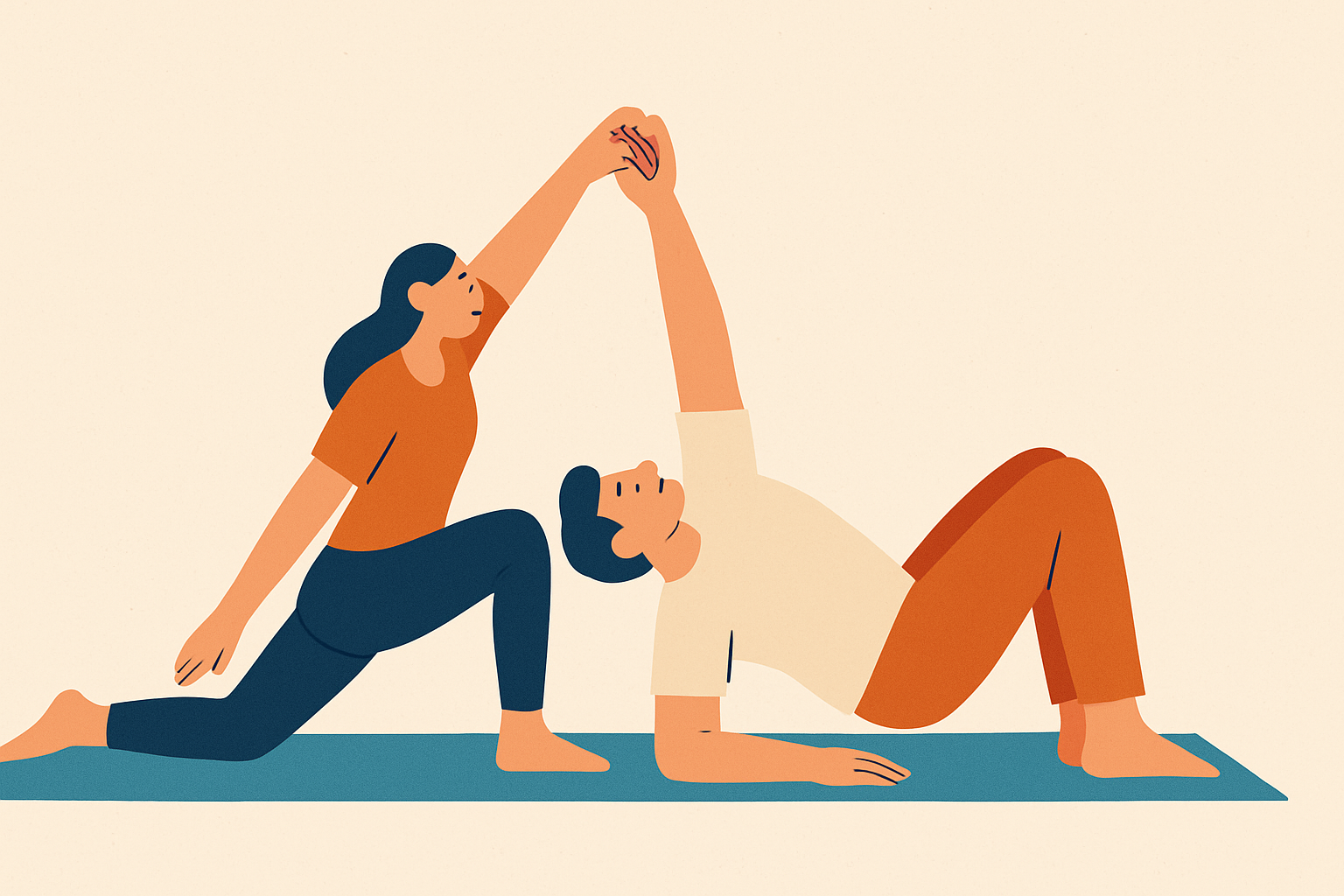 Cover illustration for “Couples Yoga Routines for Beginners”