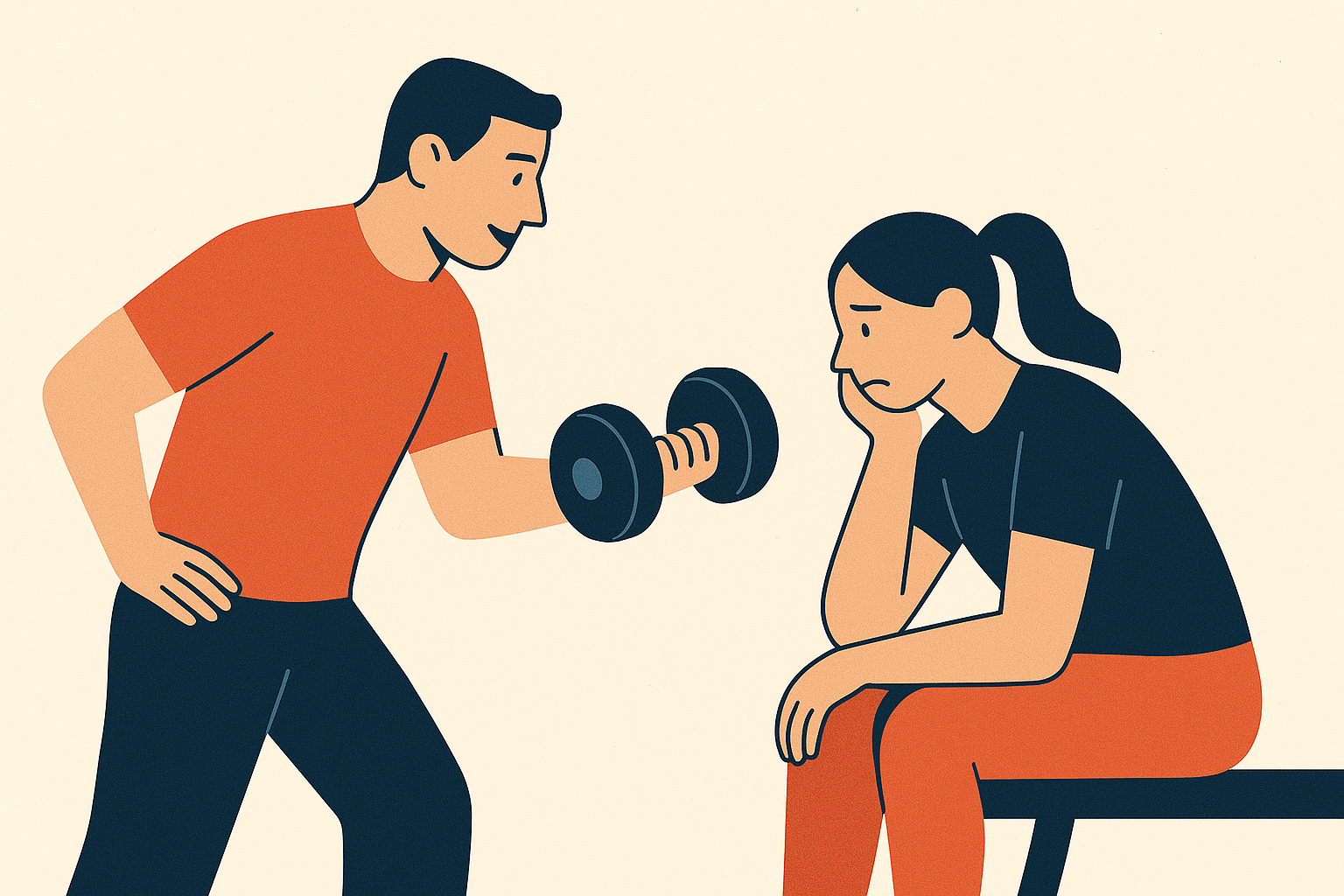 Cover illustration for “Motivating a Partner Who Has Lost Interest in Working Out”