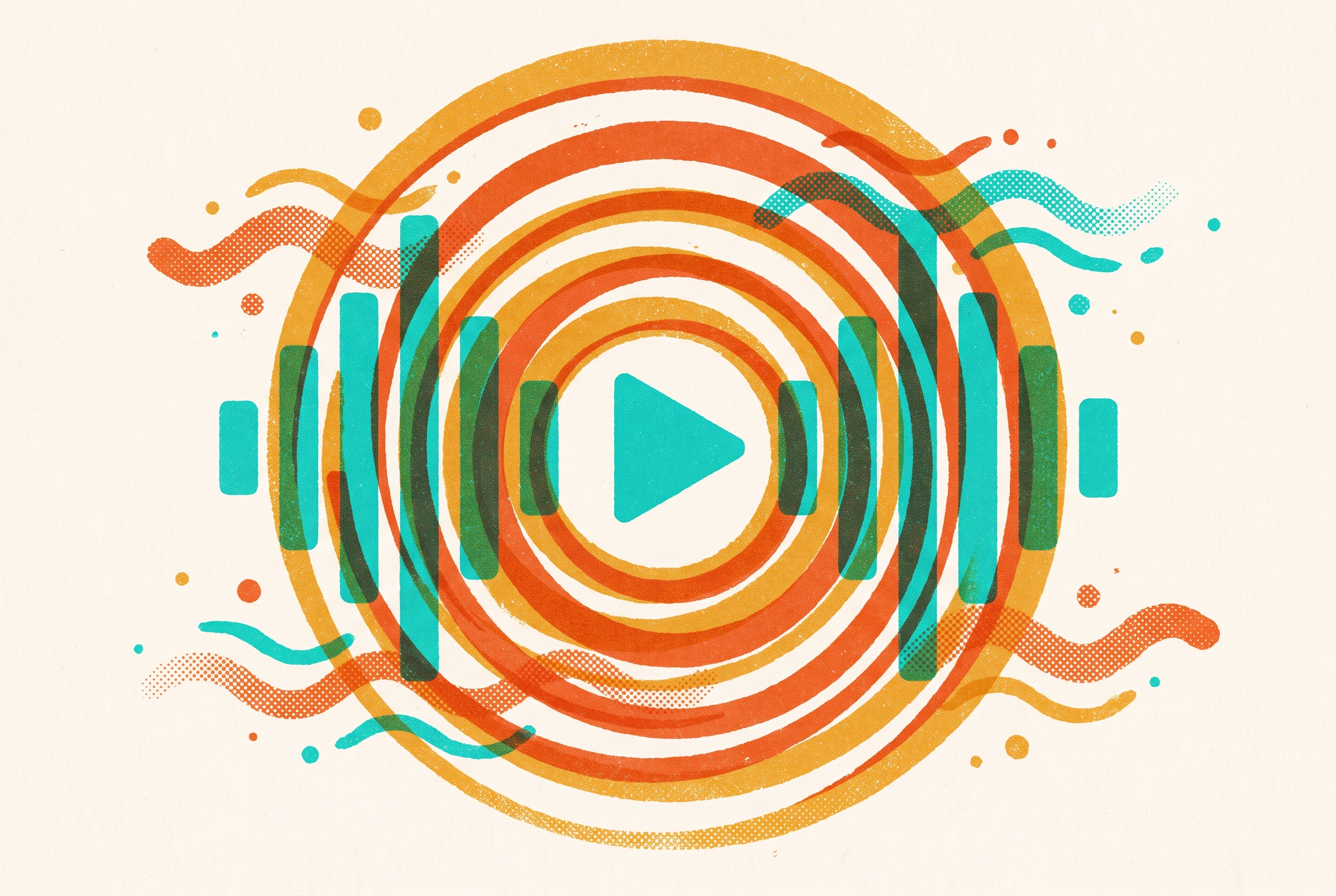 Cover illustration for “AI Music and Ambient Sound Design for Launch Videos”