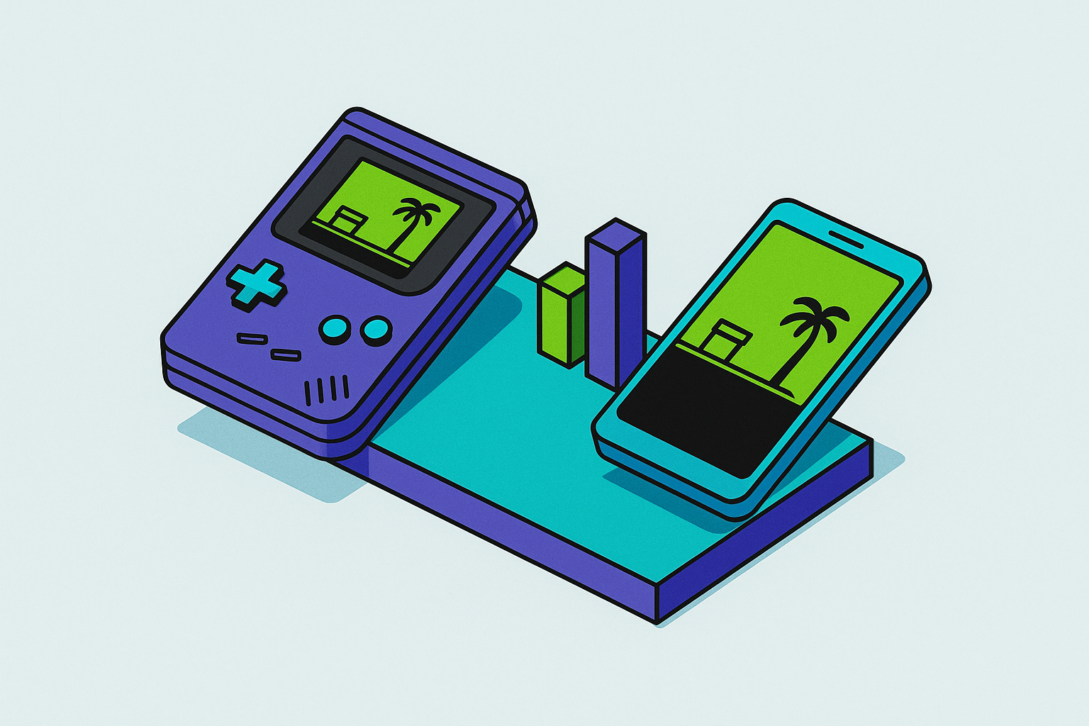 Cover illustration for “Retro Handheld vs Smartphone Emulation Compared”