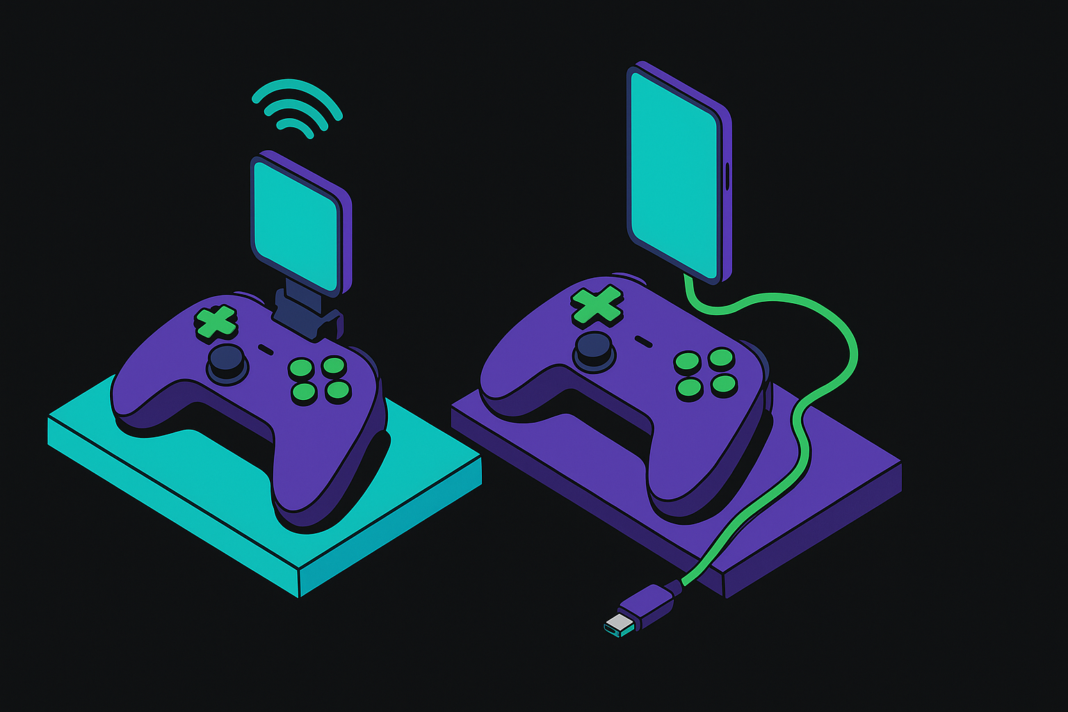 Cover illustration for “Wireless vs Wired Mobile Gaming Controllers for Android”