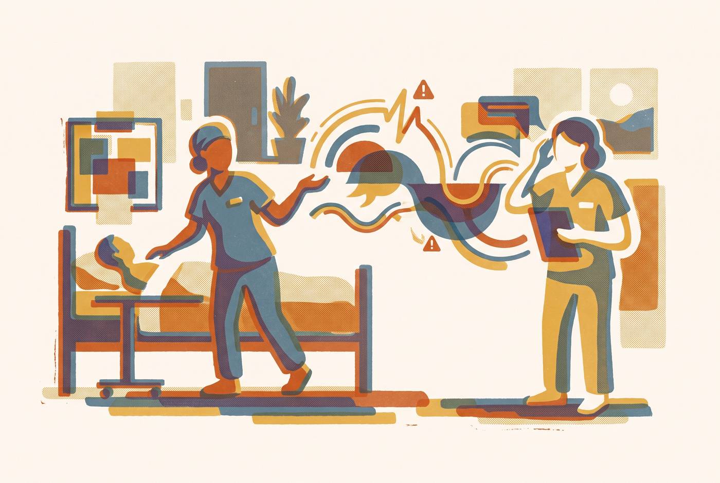 Cover illustration for “Real-Time Resident Risk Reporting Between Nurses and Charge Staff”
