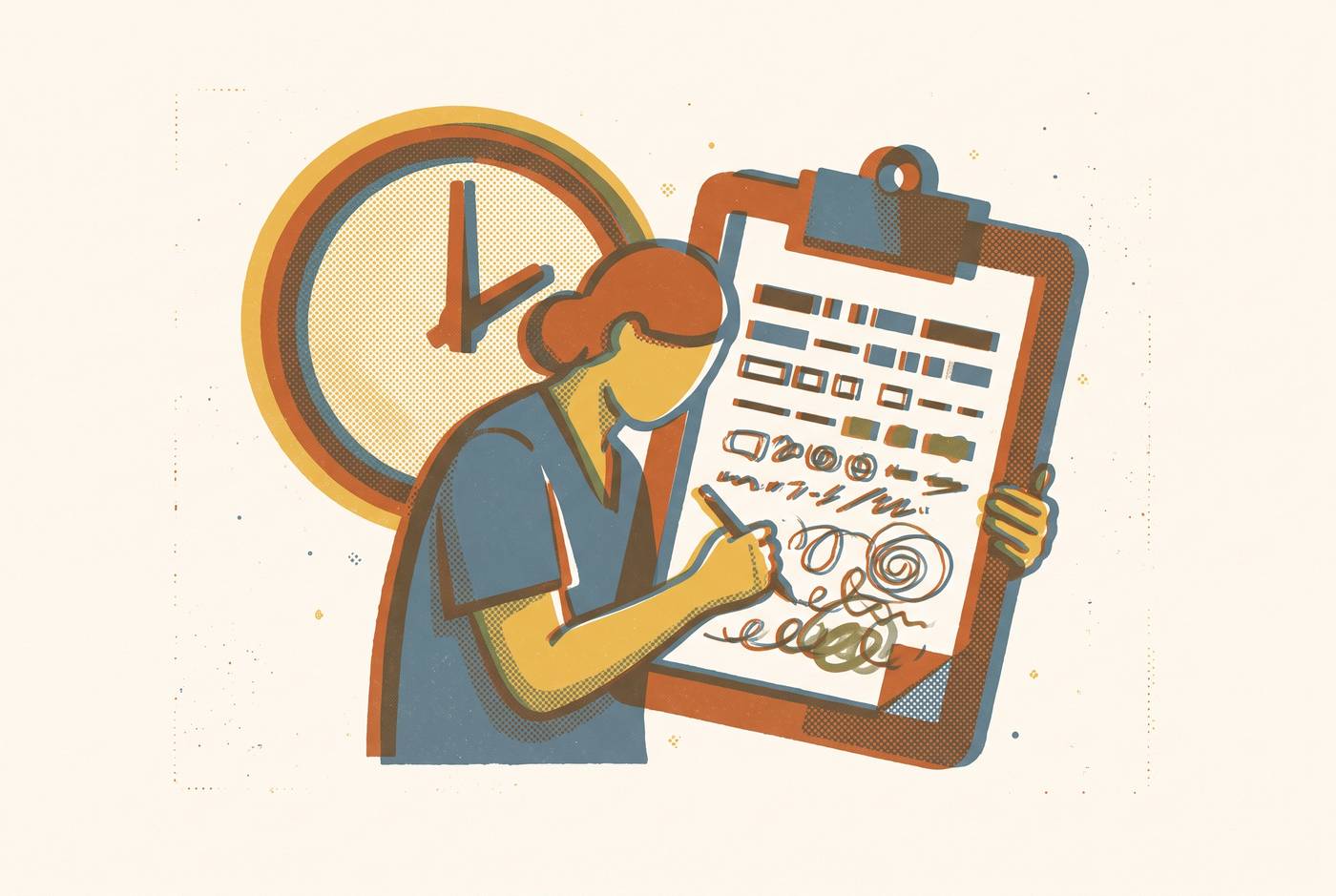 Cover illustration for “End-of-Shift Charting Pressure and Its Effect on Note Quality”