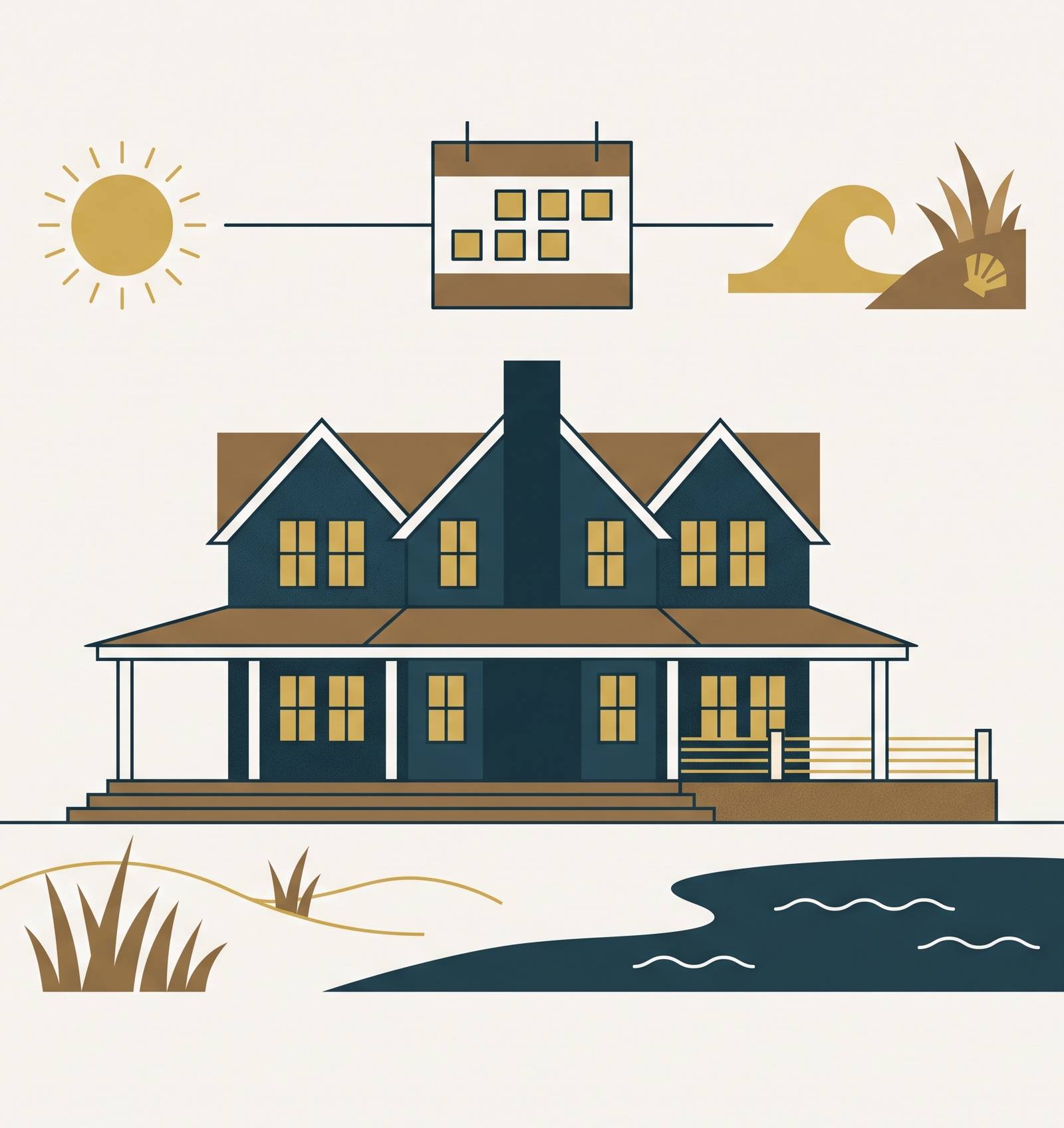 Cover illustration for “Hamptons Summer Rental Timeline and Booking Windows”