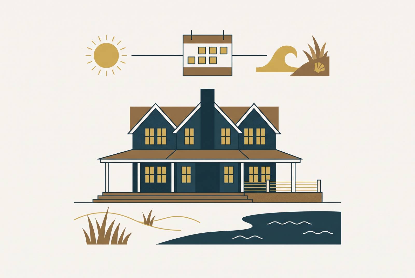 Cover illustration for “Hamptons Summer Rental Timeline and Booking Windows”