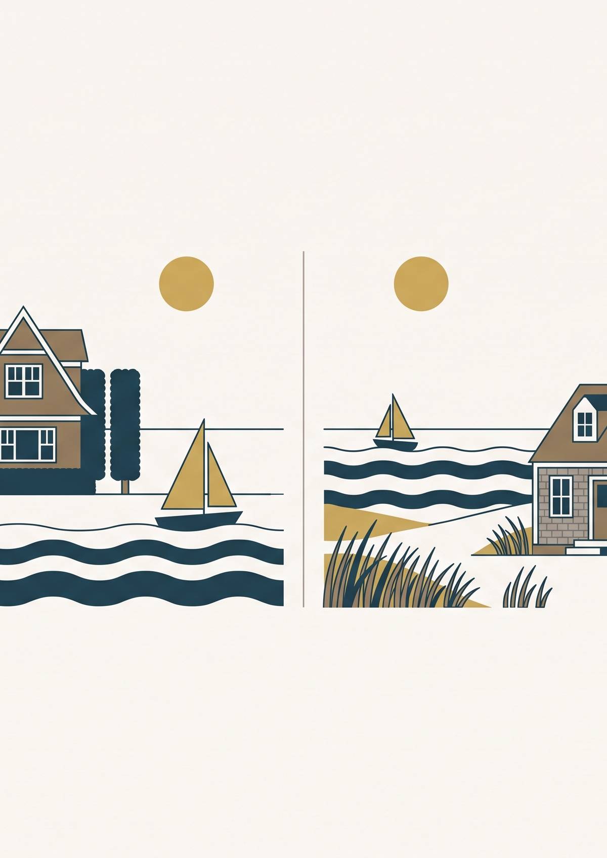 Cover illustration for “Luxury Vacation Rentals in the Hamptons vs Nantucket”