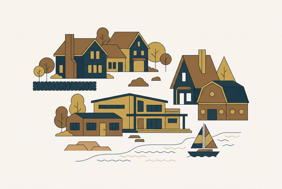 Cover illustration for “East Hampton Vacation Rental Houses by Neighborhood”