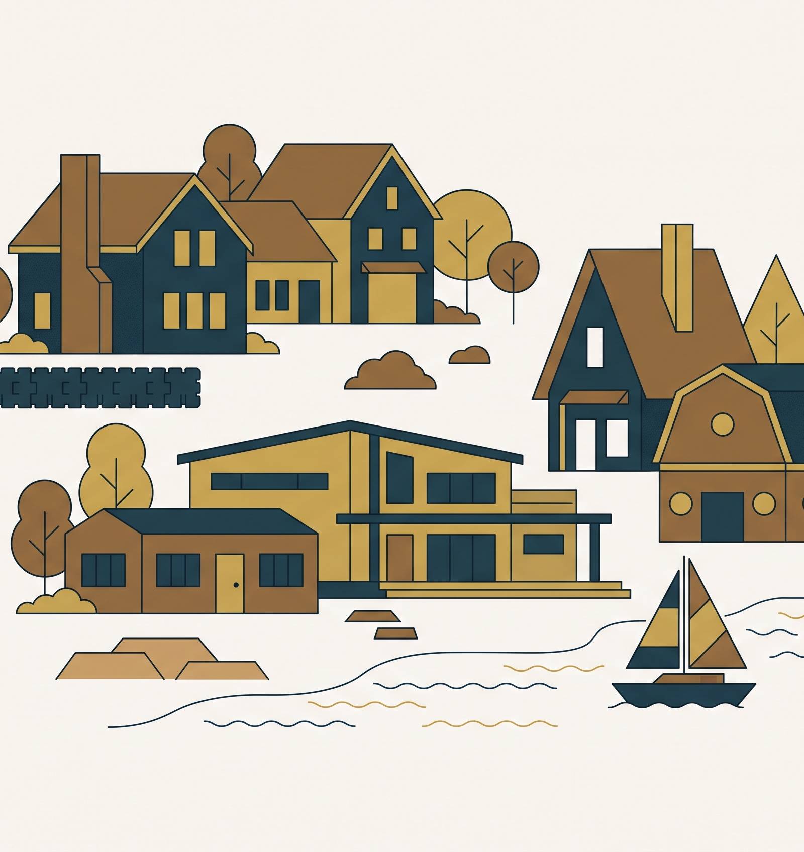 Cover illustration for “East Hampton Vacation Rental Houses by Neighborhood”