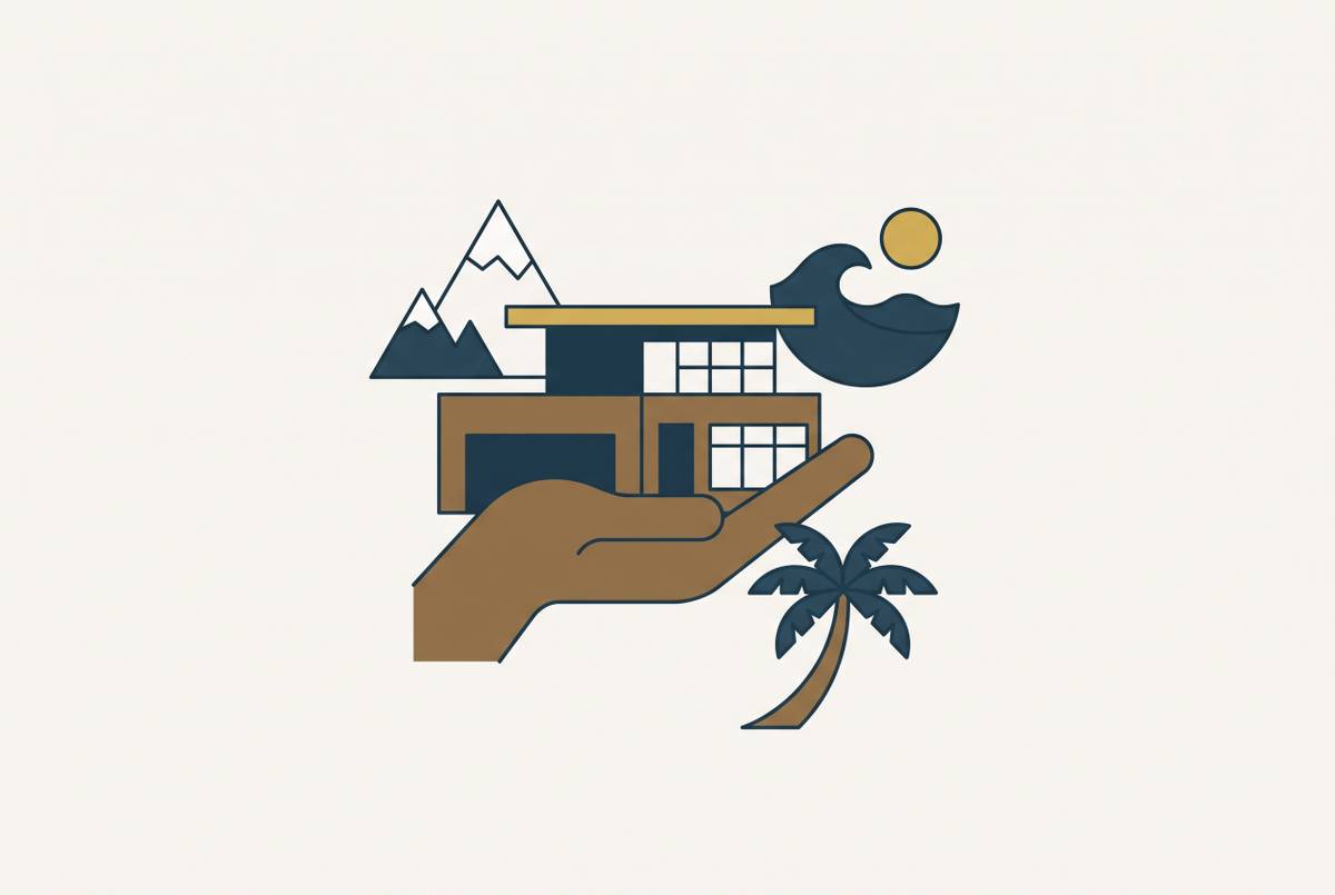 Cover illustration for “full-service property management options for luxury rentals in Aspen, the Hamptons, and South Florida”