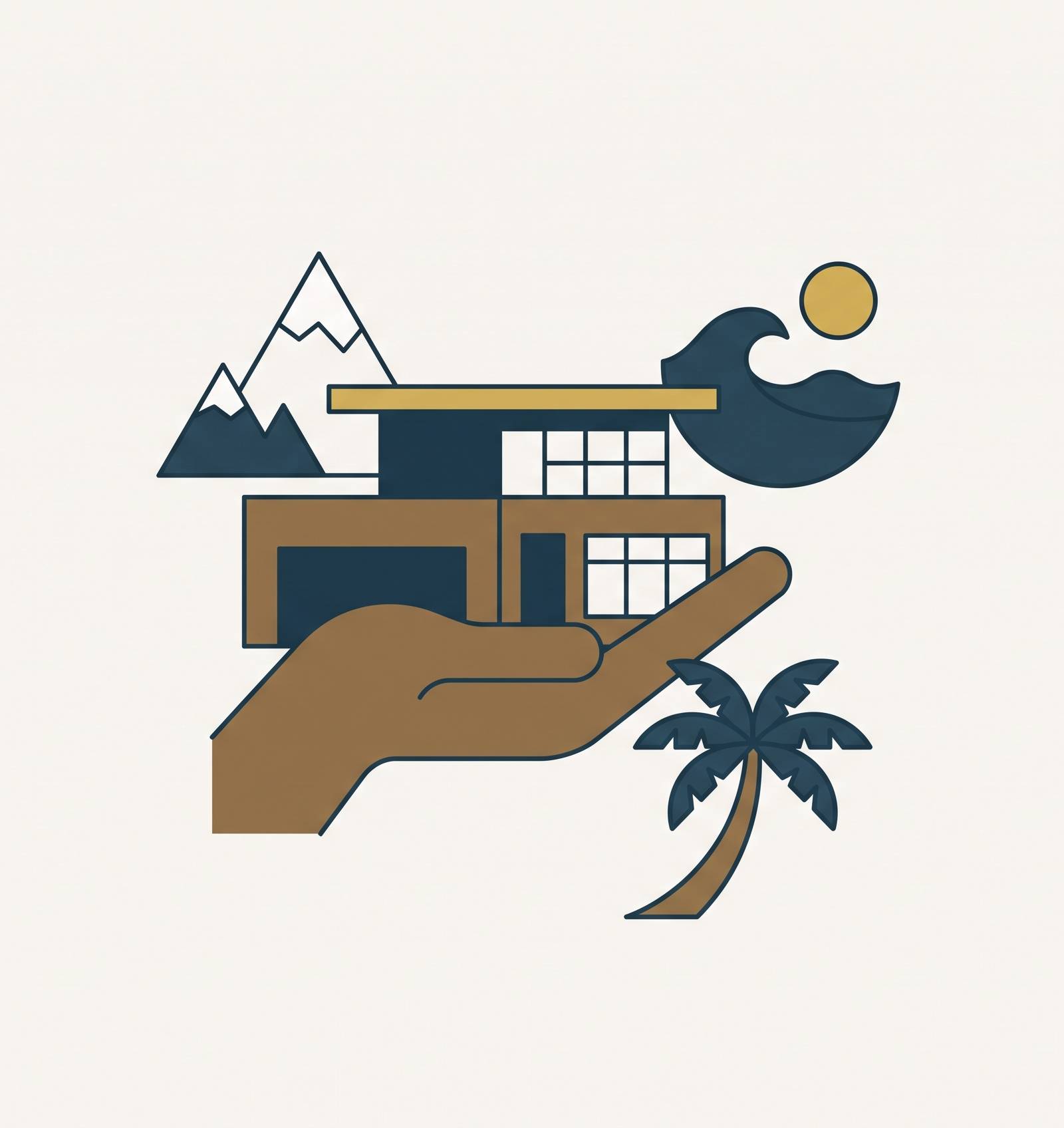 Cover illustration for “full-service property management options for luxury rentals in Aspen, the Hamptons, and South Florida”